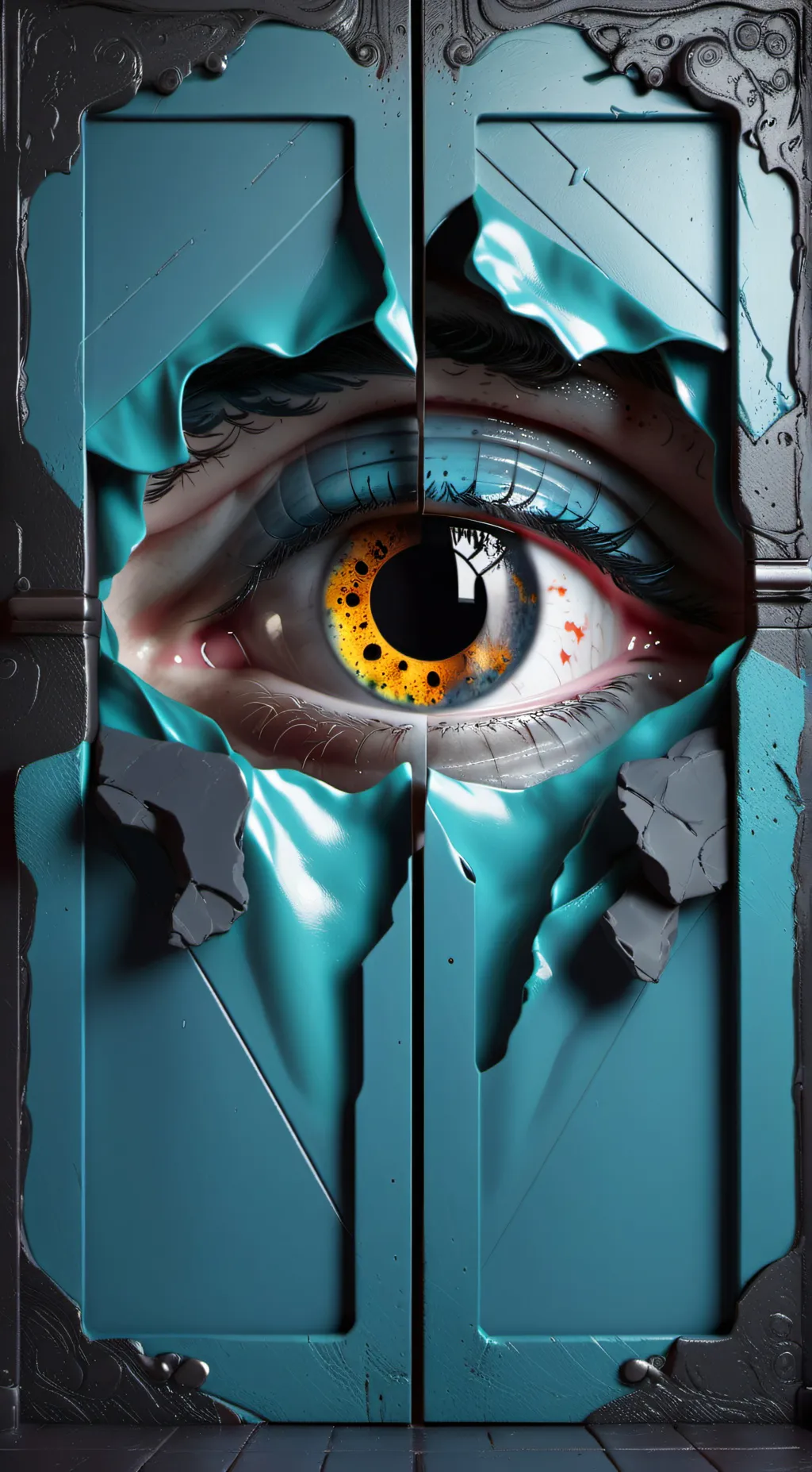 ai character: Eyes from doors background
