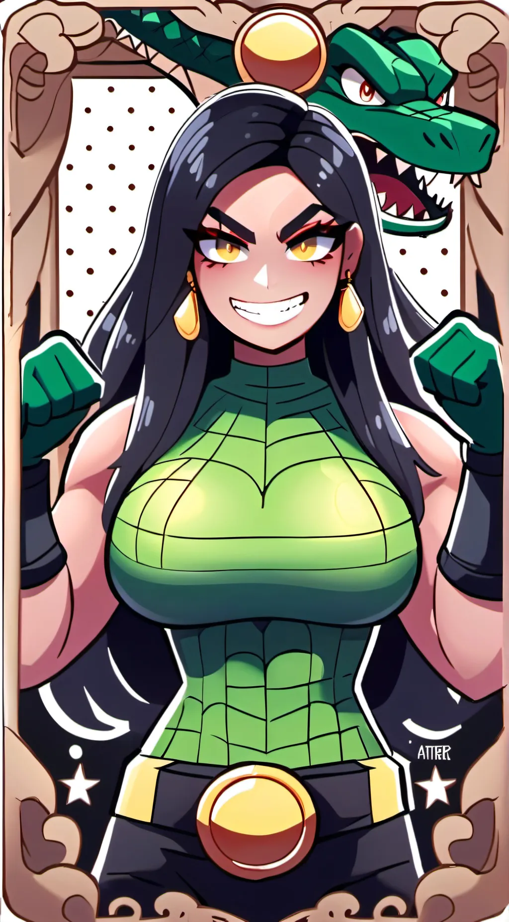 ai character: Crocolady background