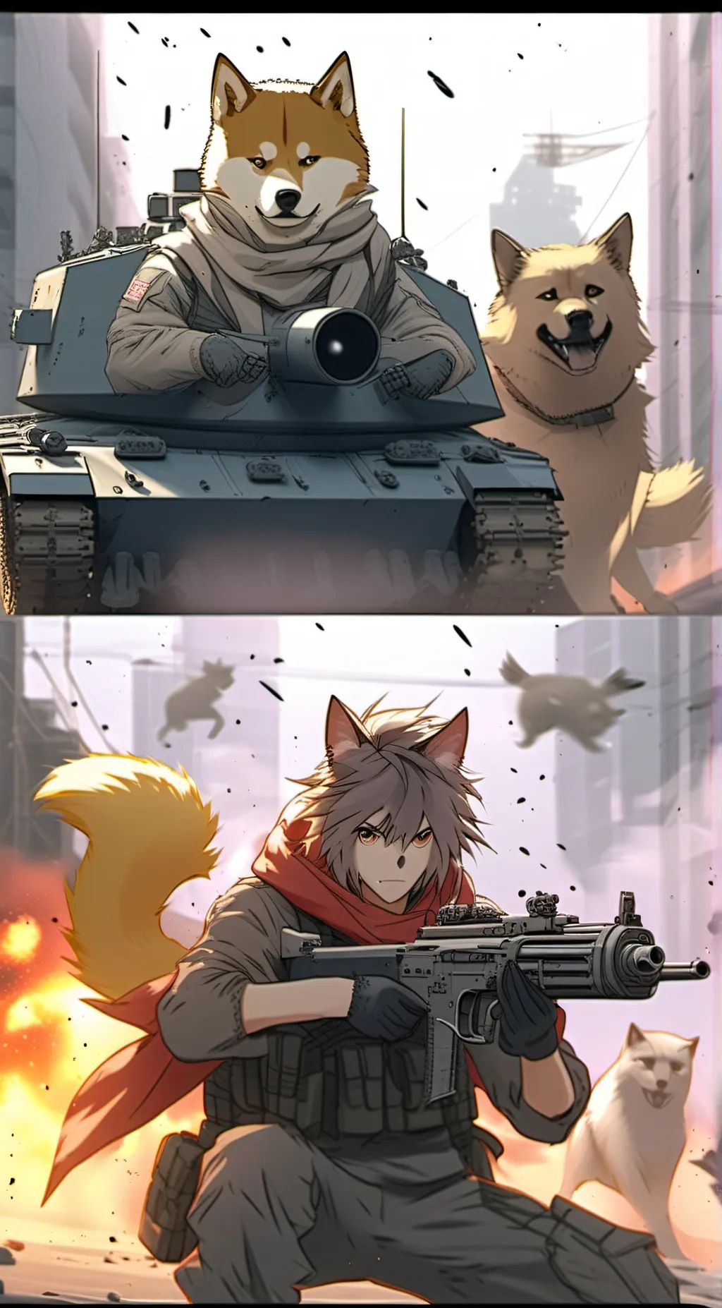 ai character: motherlandvs anime background