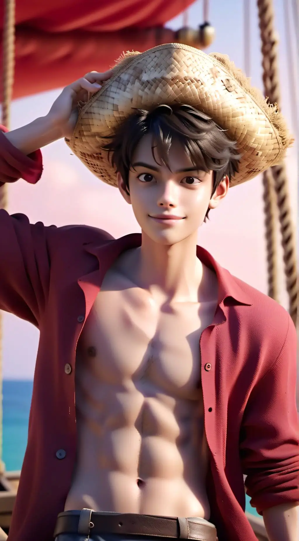 ai character: Luffy (real) background