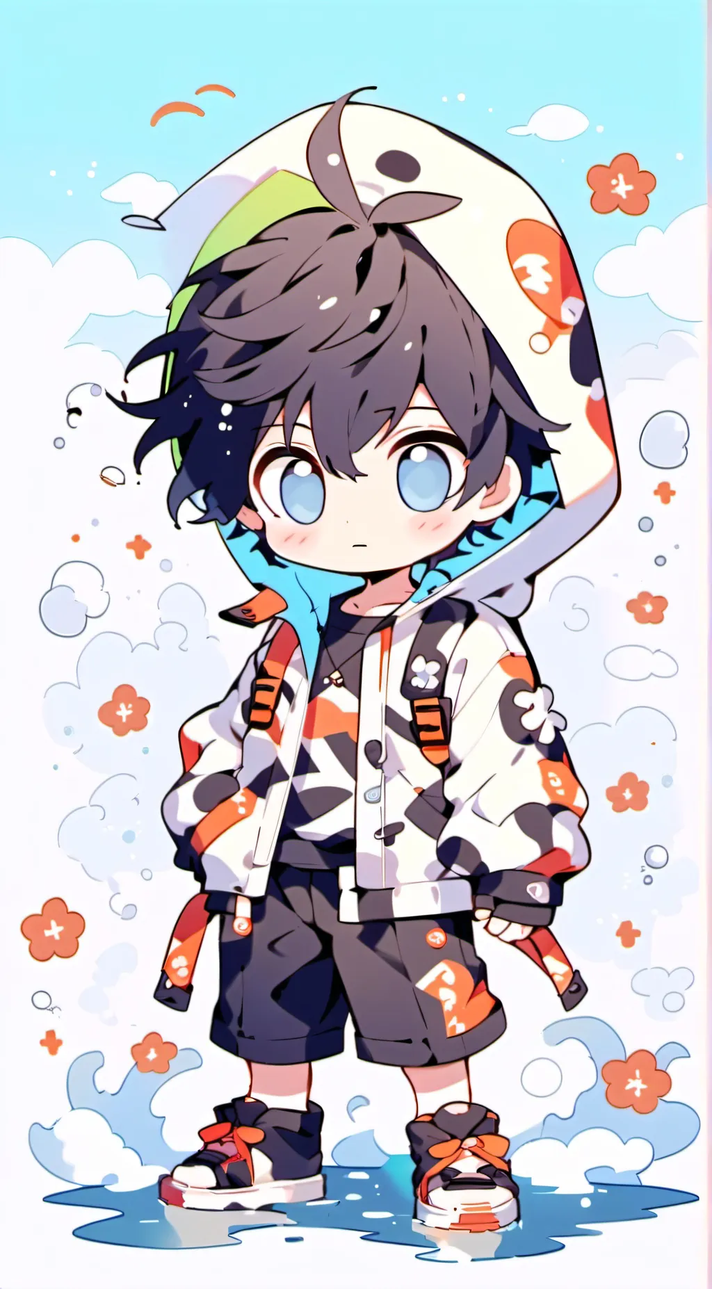 ai character: Levi (chibi style) background