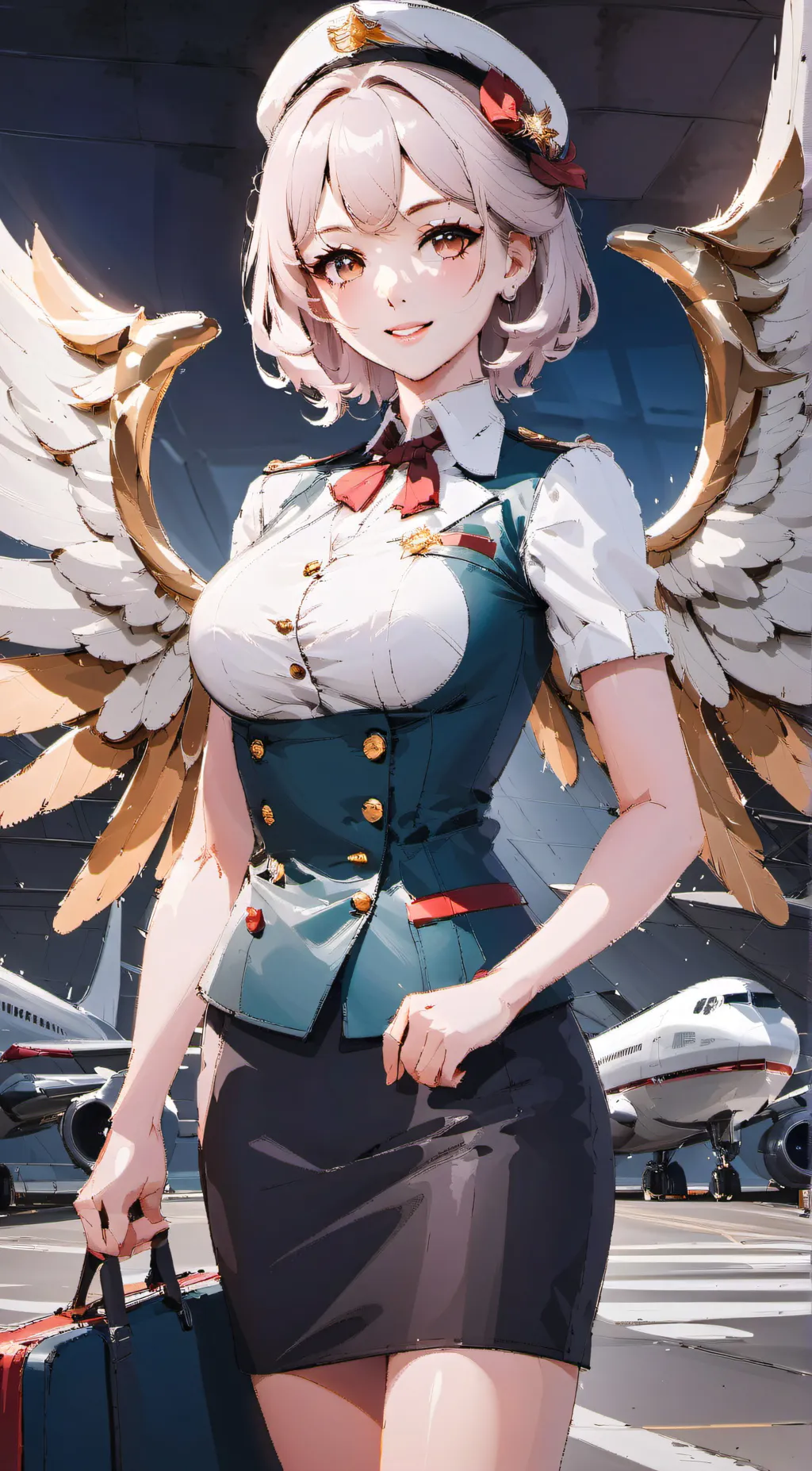 ai character: flight attendant  background