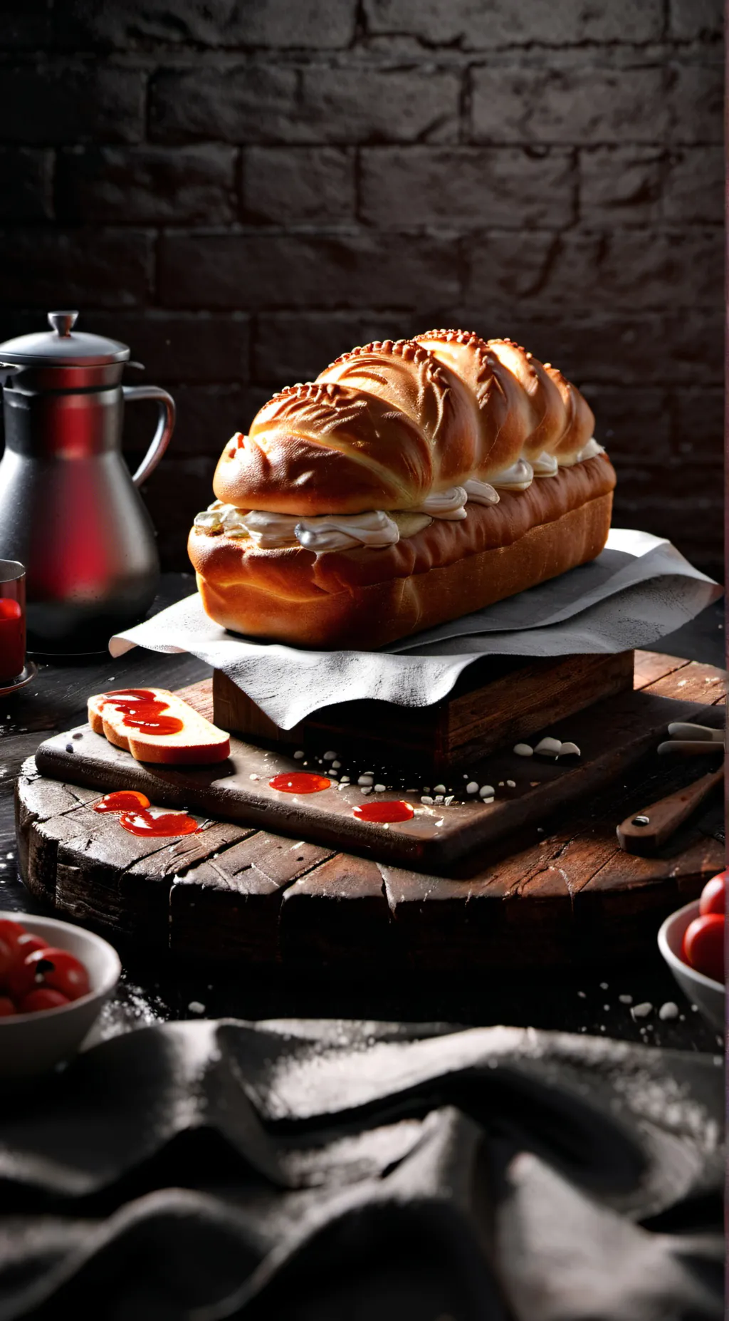 ai character: bread. background