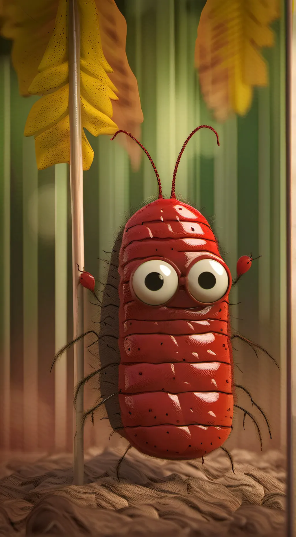 ai character: RED LARVA background