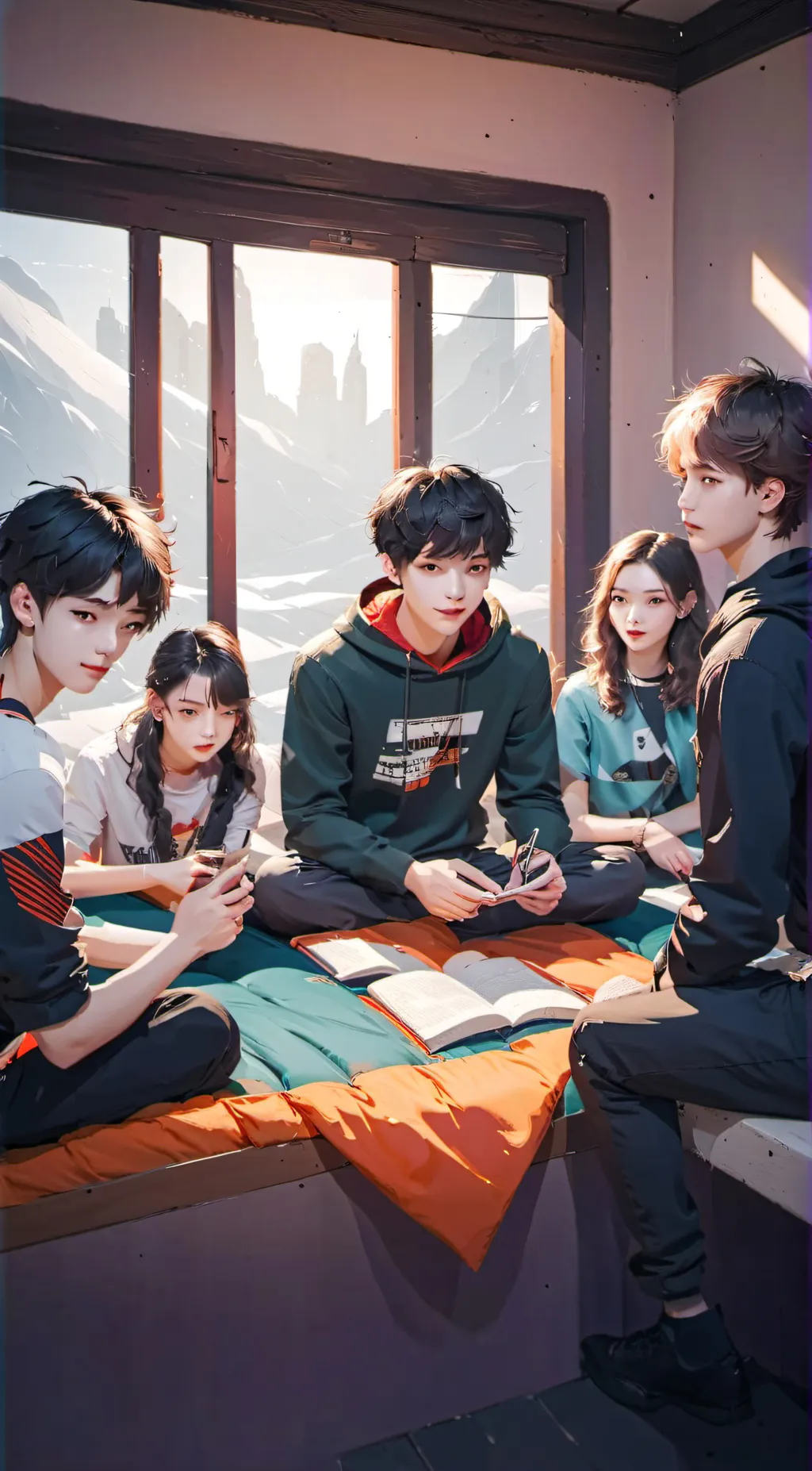 ai character: 7 min in heaven background