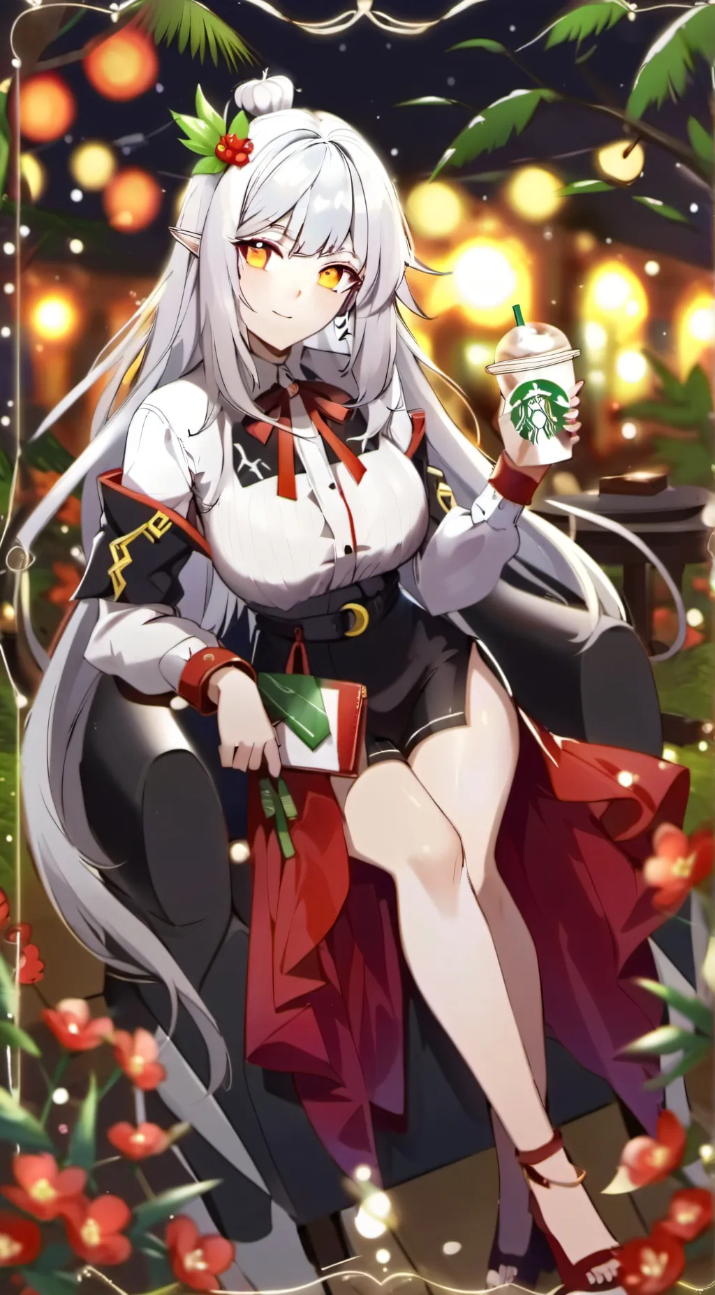 ai character:  Starbucks lady background
