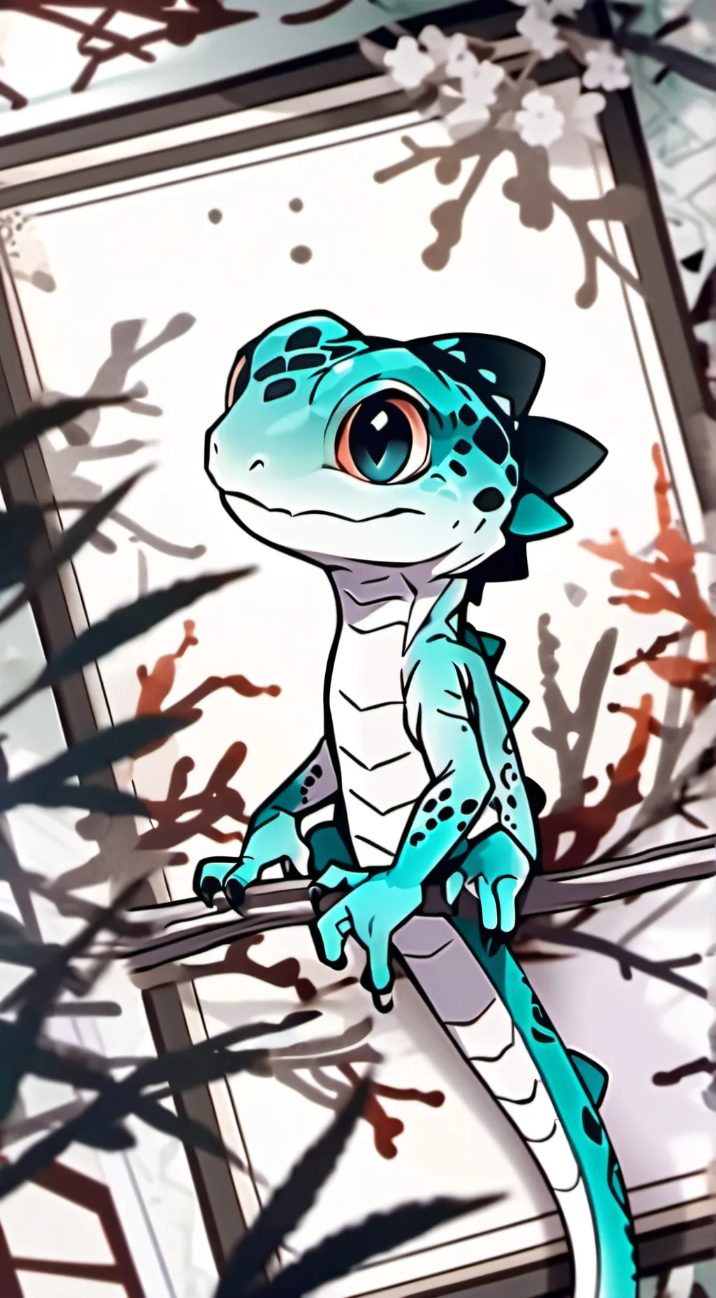 ai character: baby godzilla(you) background