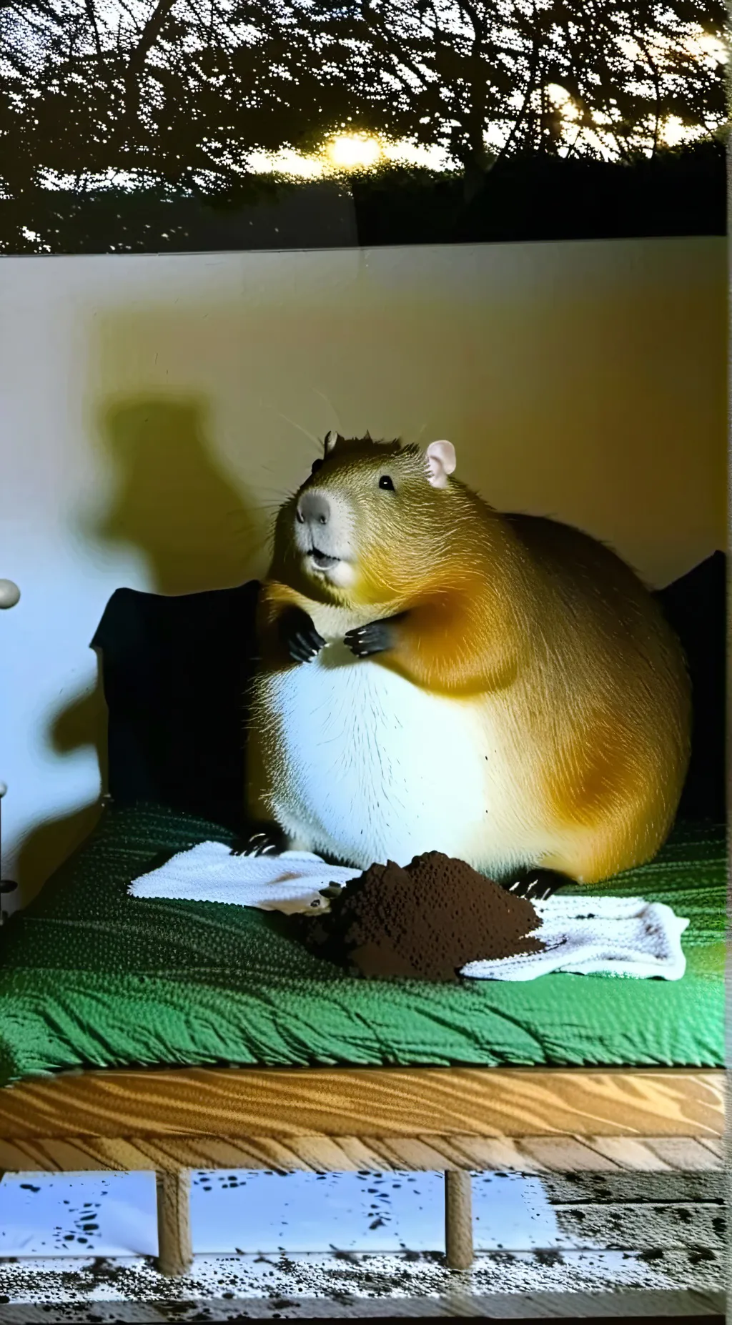 ai character: brown monster capy background