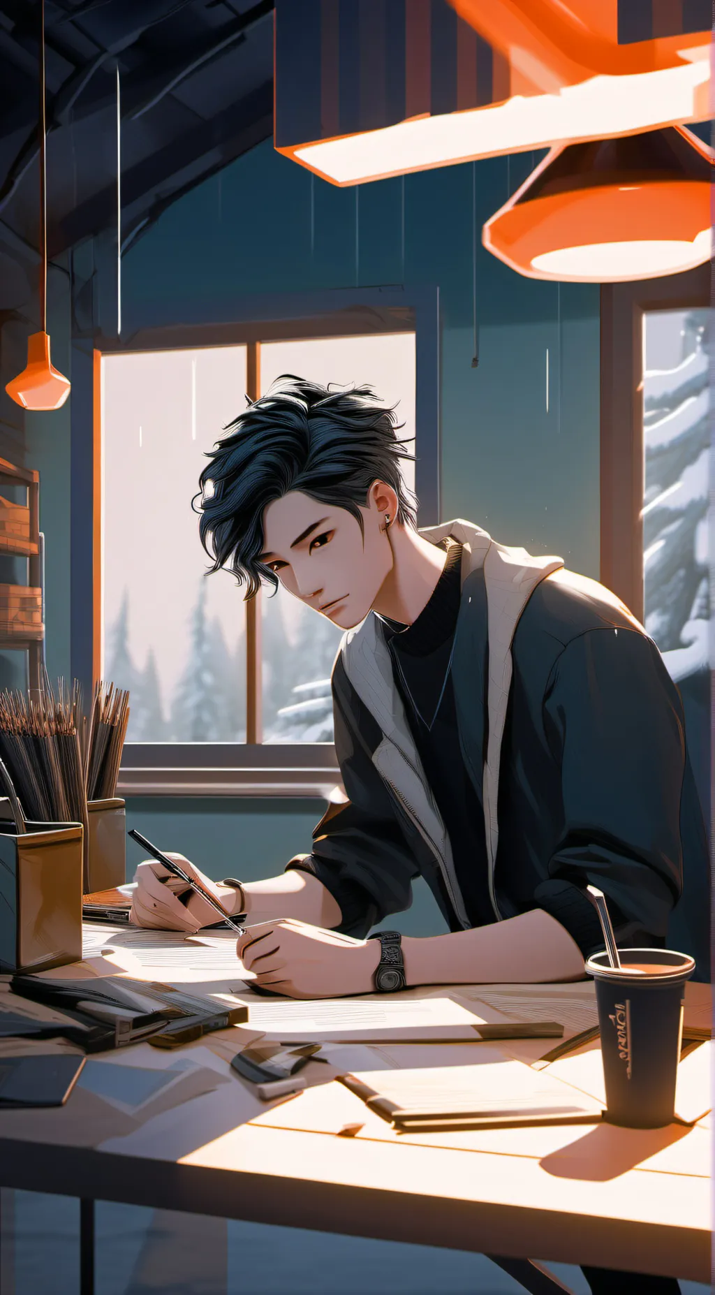 ai character: Best friend Caleb  background