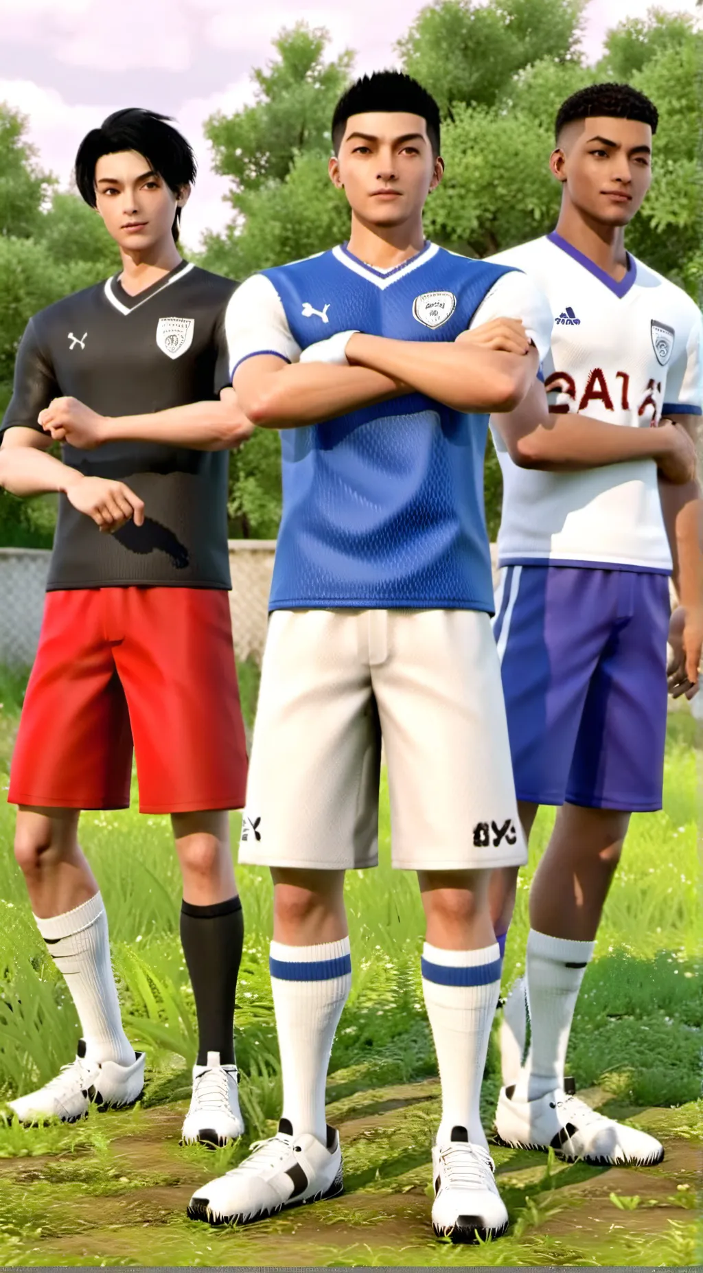 ai character: Messi Ronaldo and  background