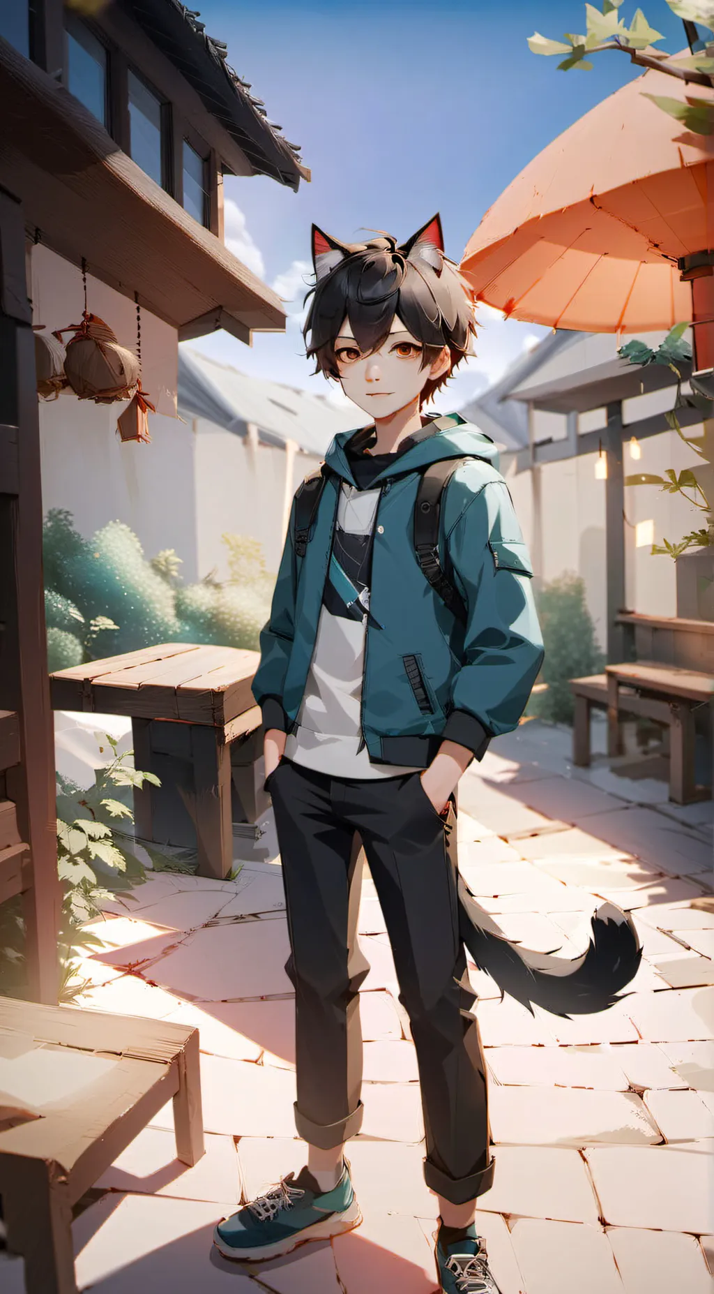 ai character: MHA neko background