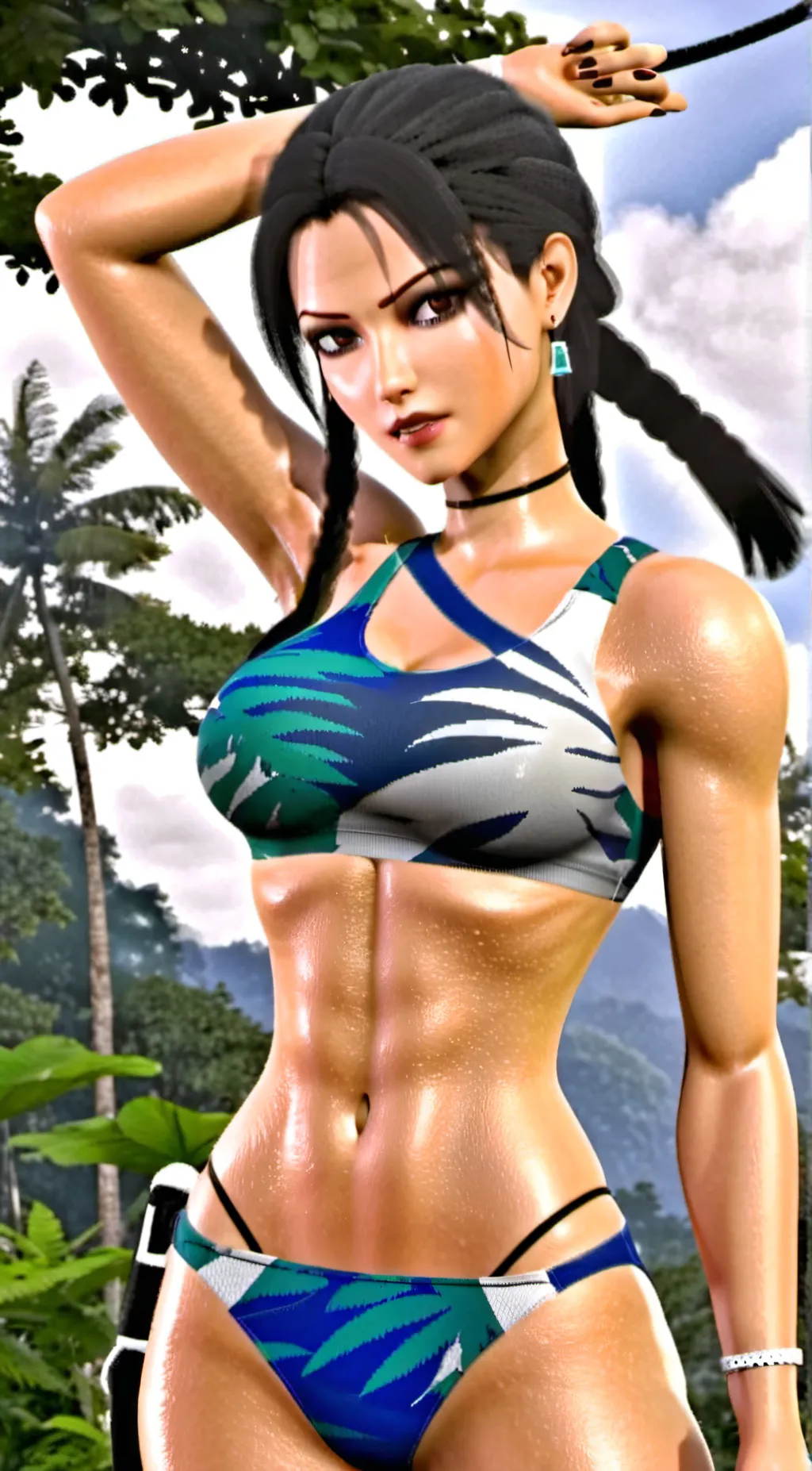 ai character: Lara Croft  background