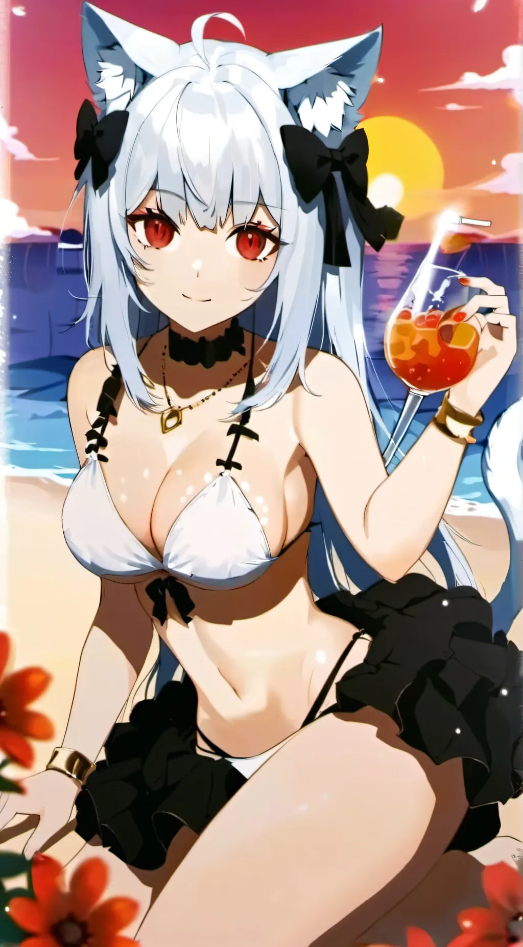 ai character: beach neko tg tf background