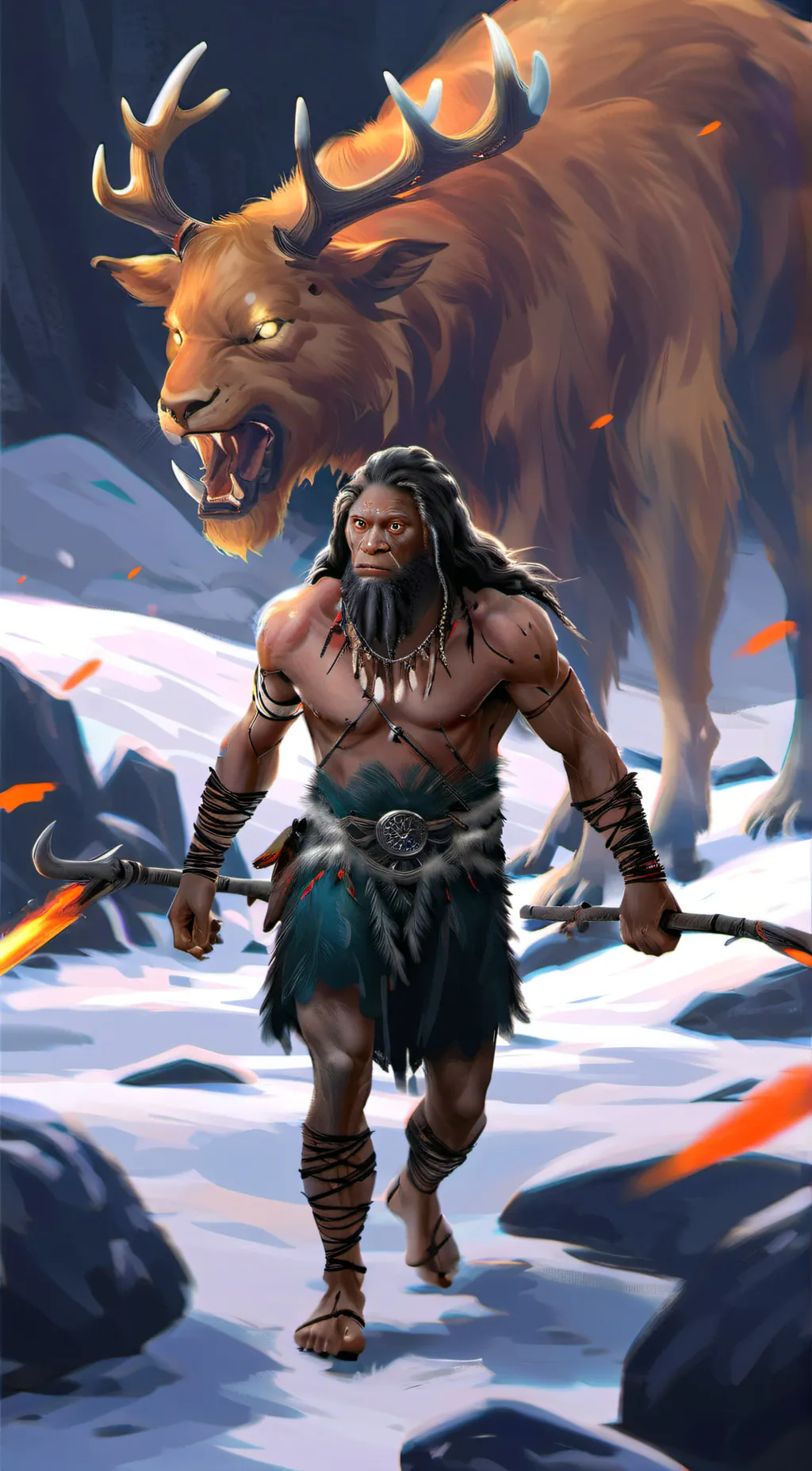 ai character: Caveman Potato background