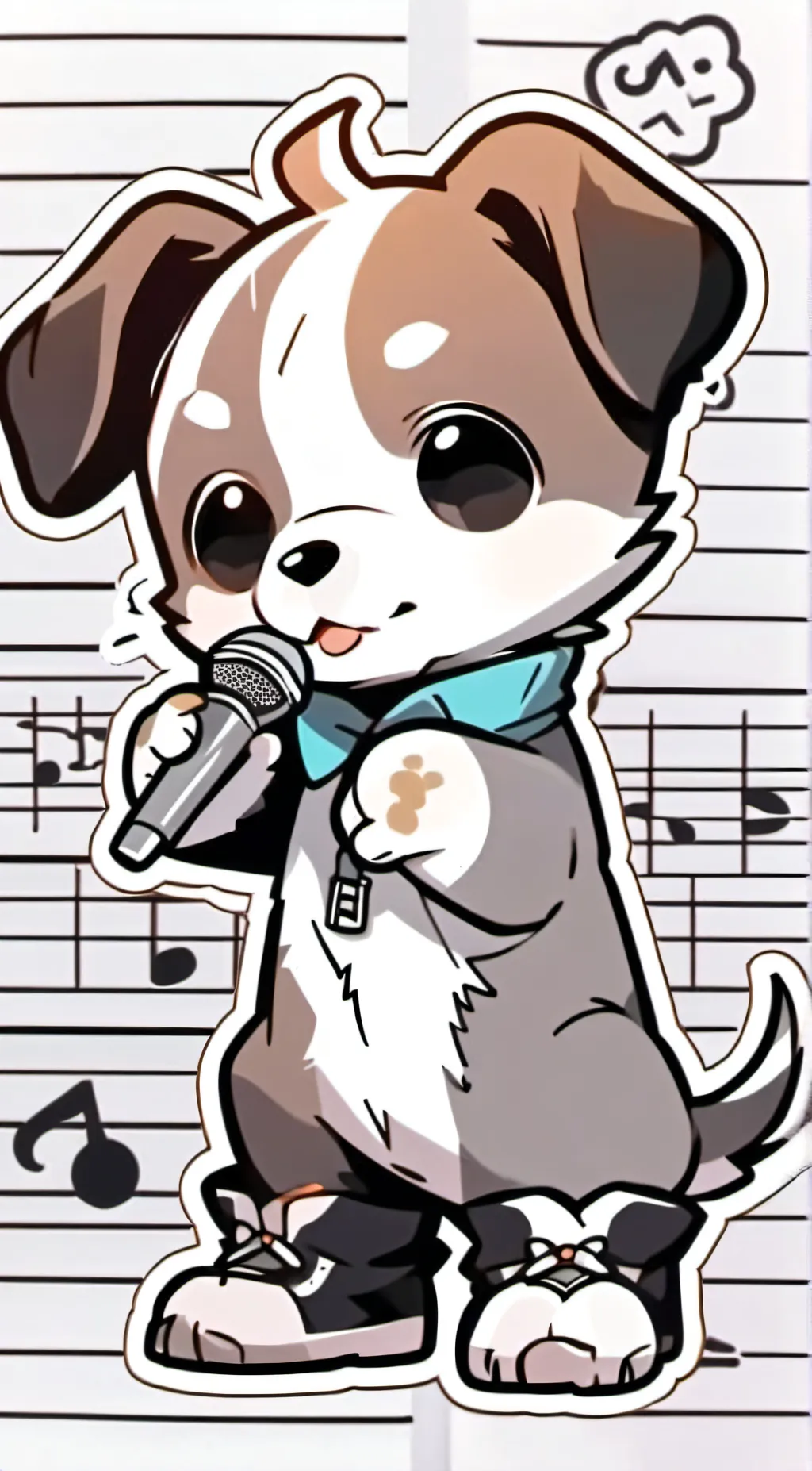 ai character: beat boxing puppy background