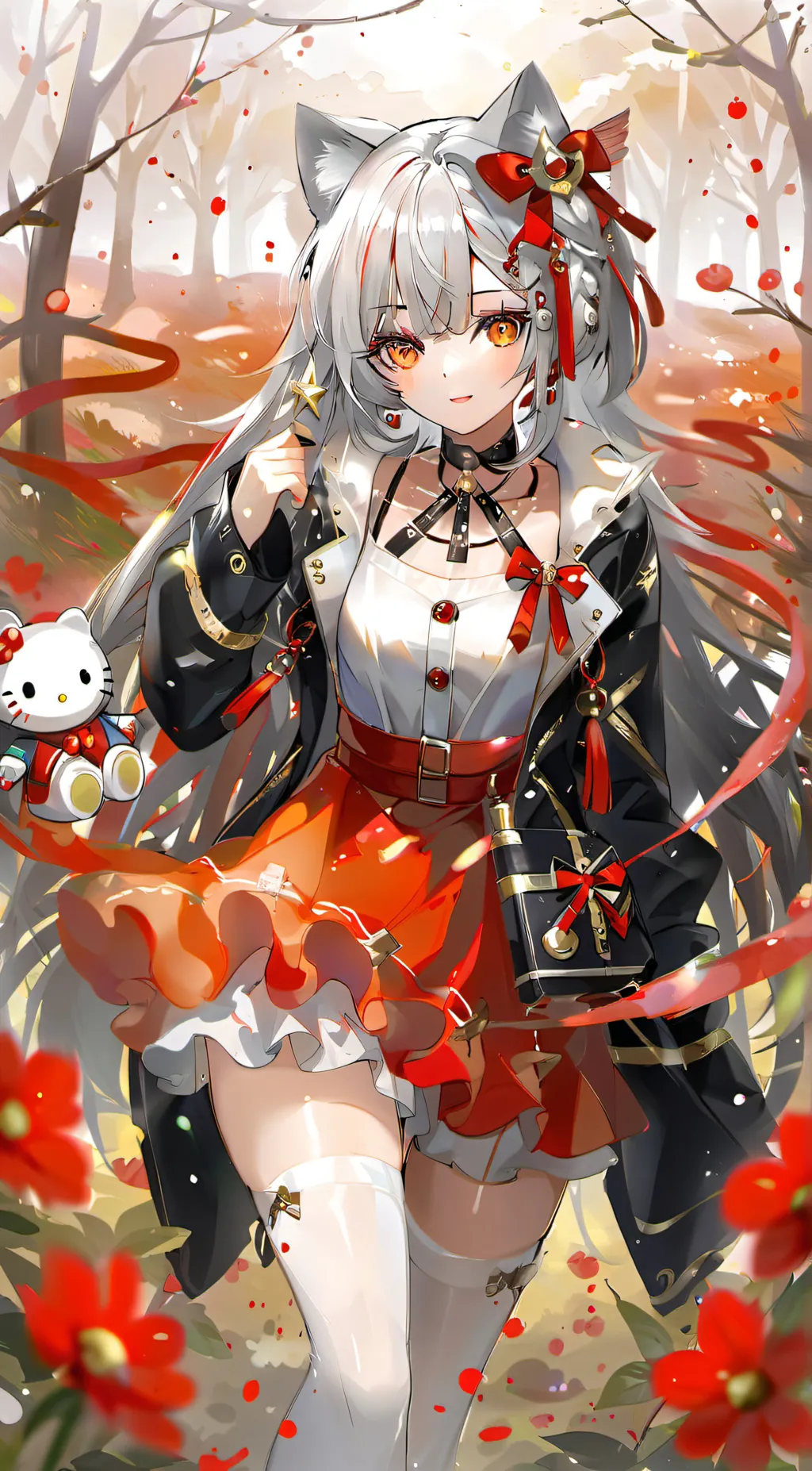 ai character: Waifu hello kitty  background