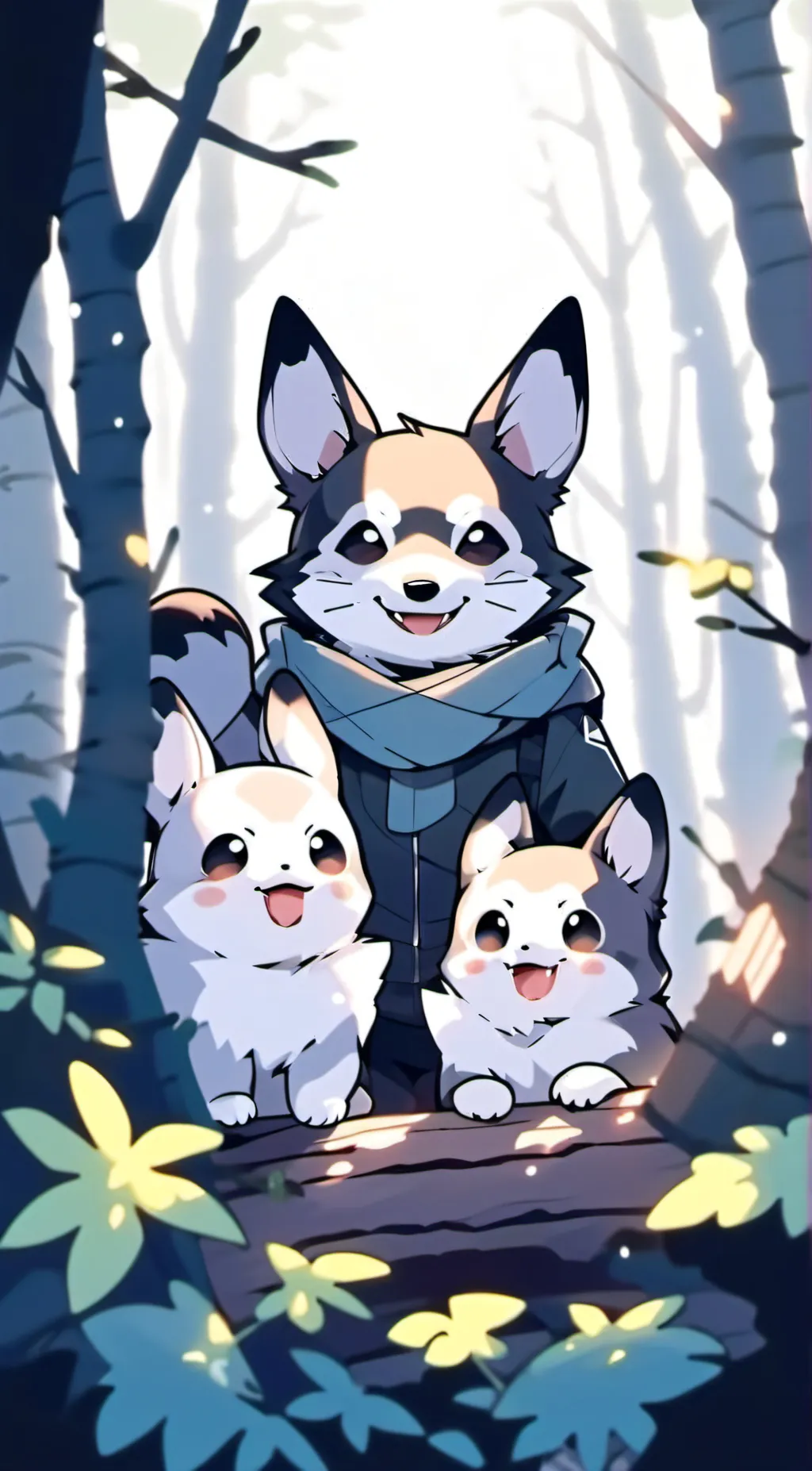 ai character: smiling critters background