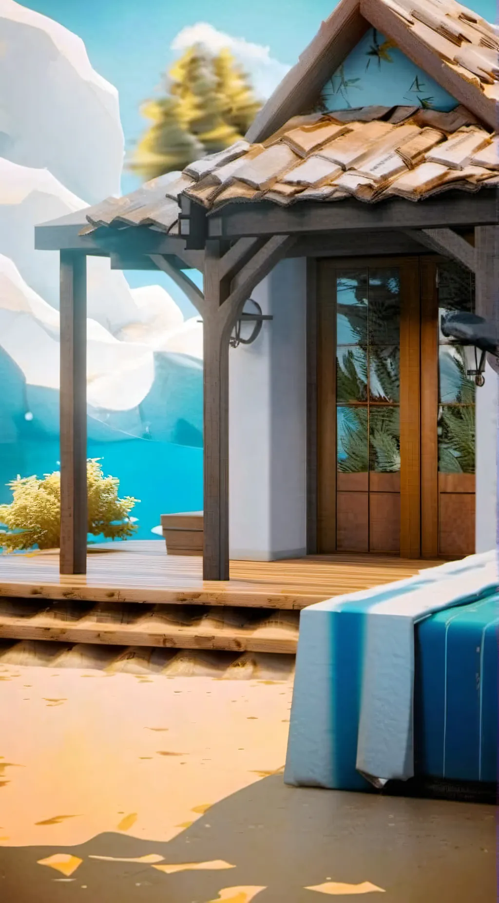 ai character: Summer house  background