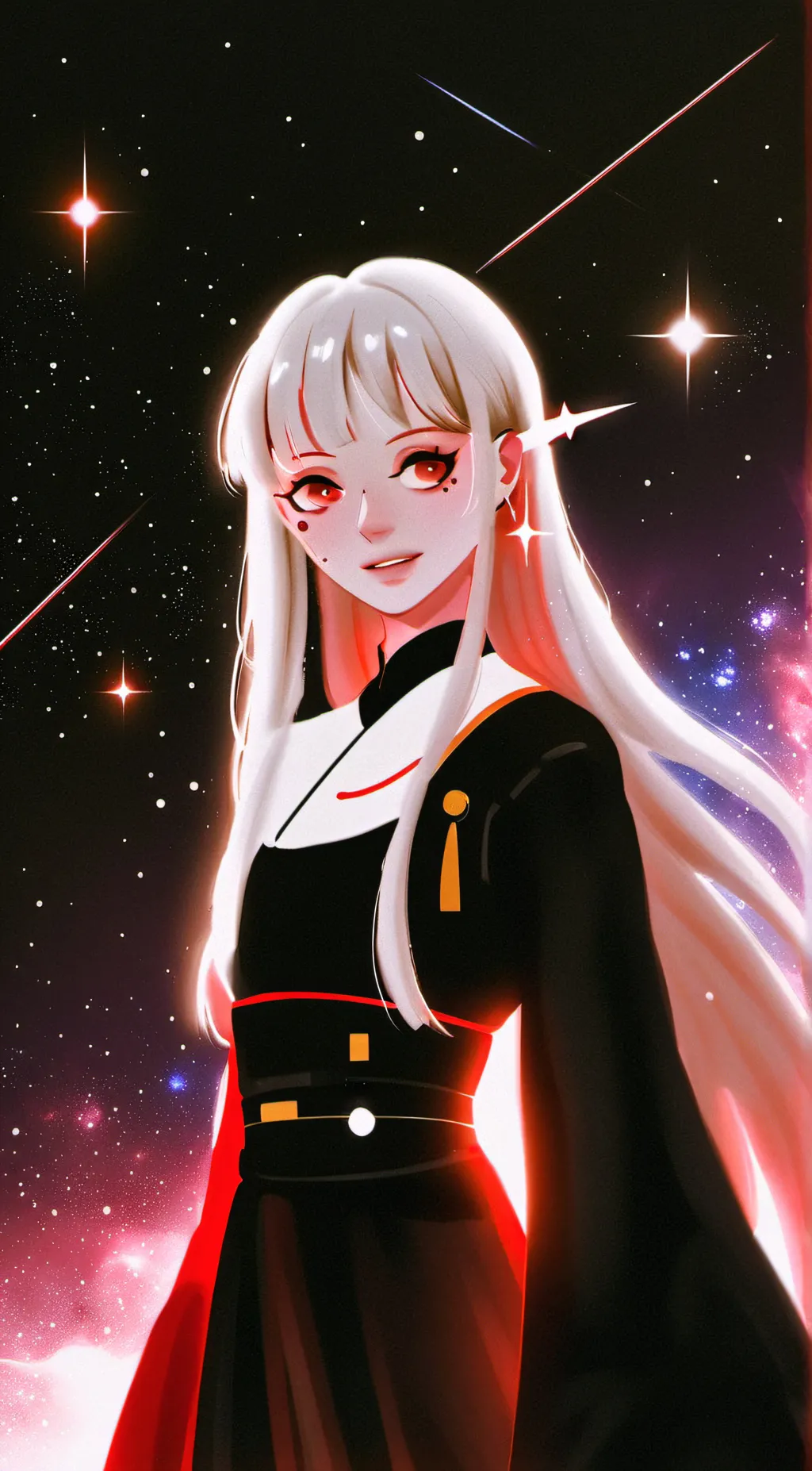 ai character: Queen of galaxy background