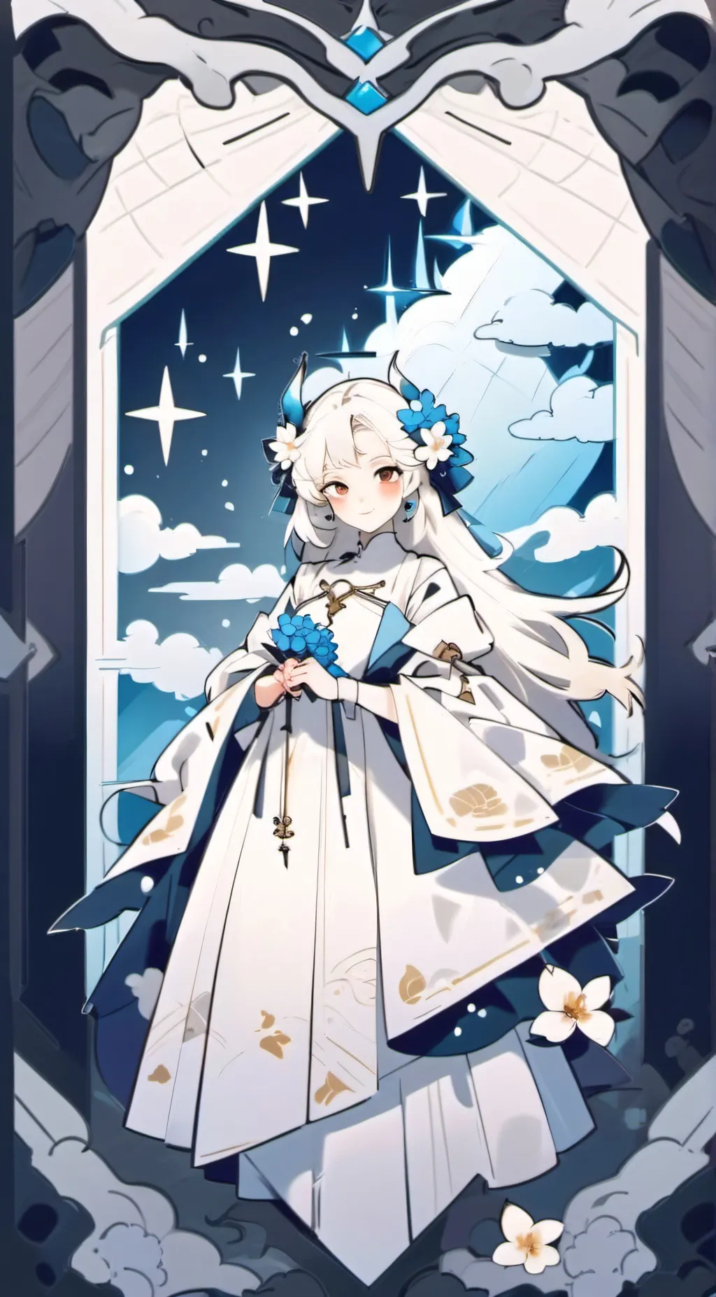 ai character: moon queen.  background