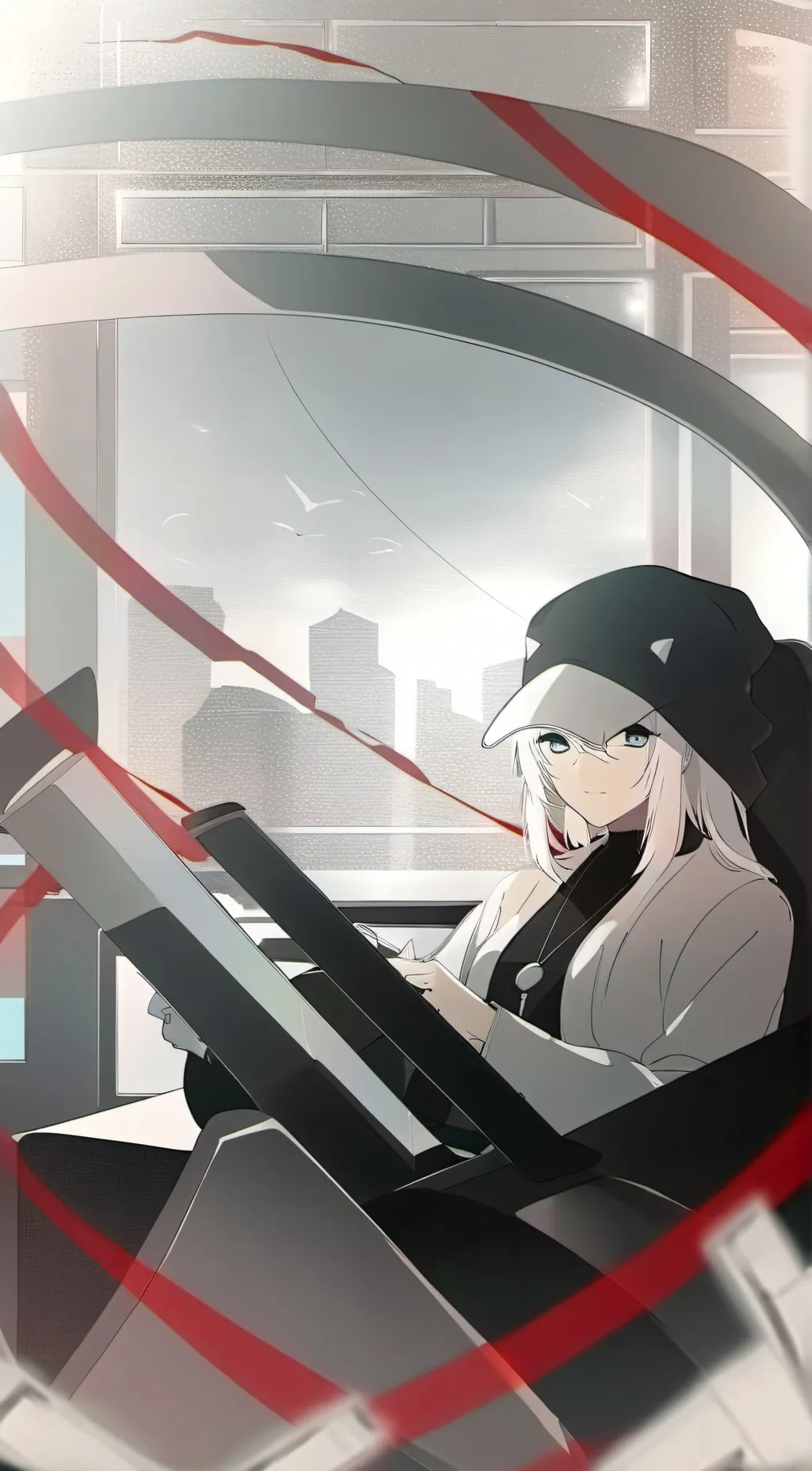 ai character: Zero two on a ship background