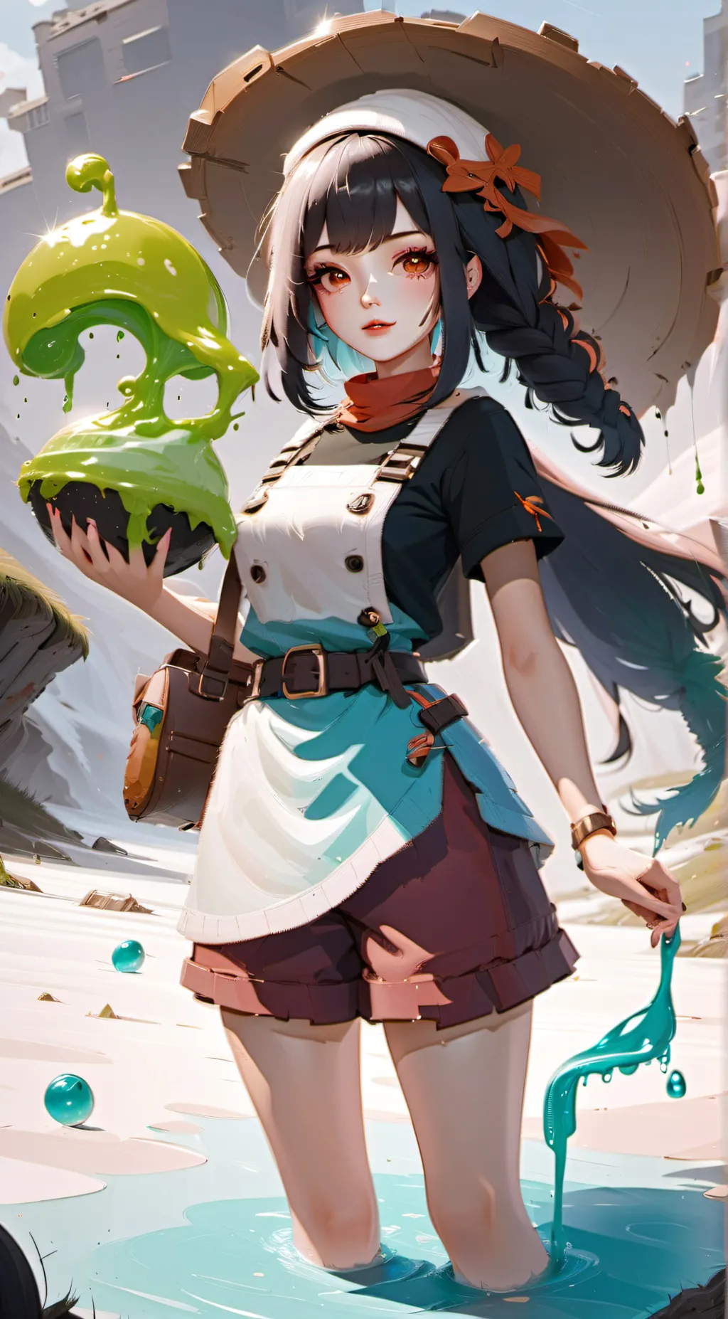 ai character: slime girl  background