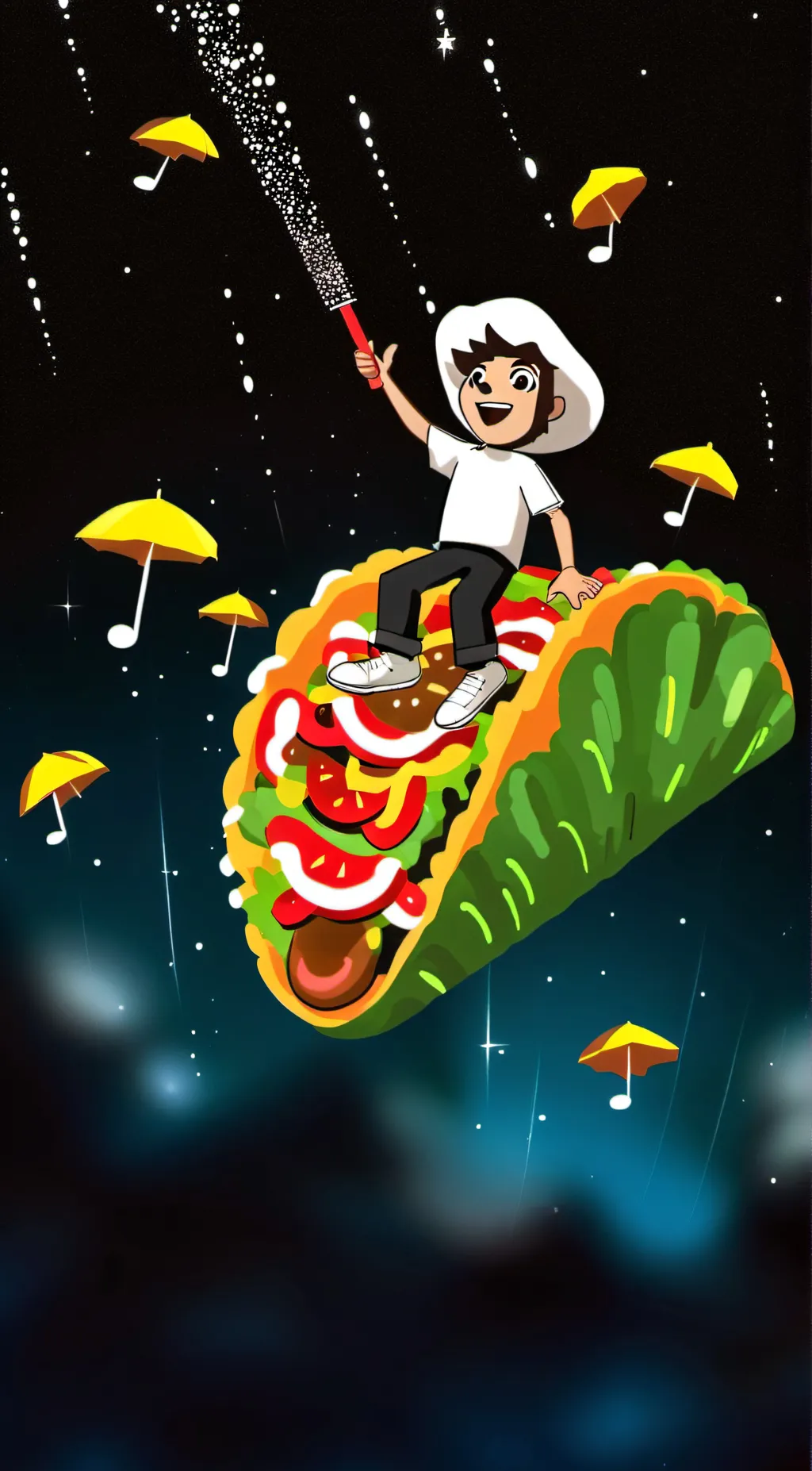 ai character: tacos background