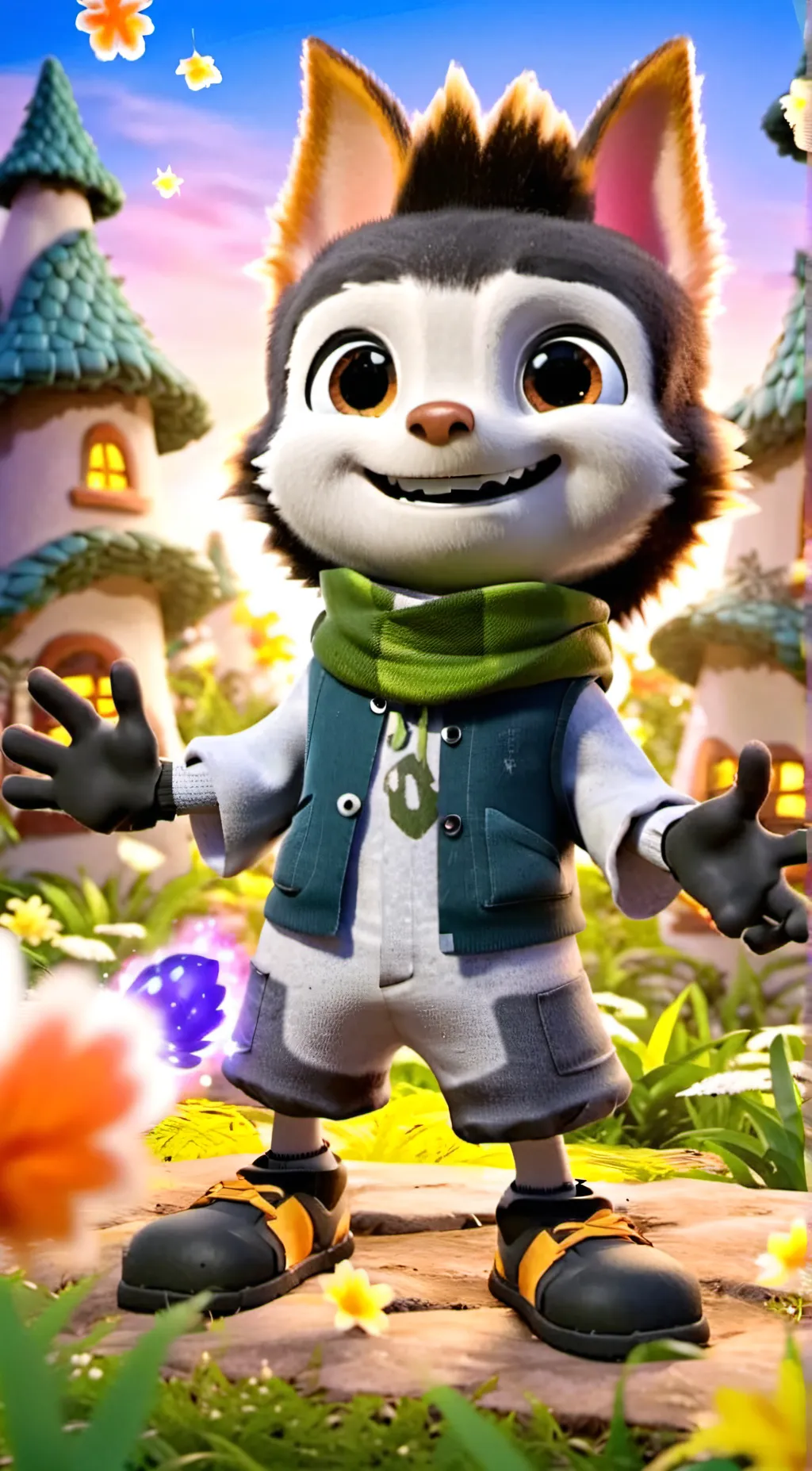 ai character: smiling PERIOD background