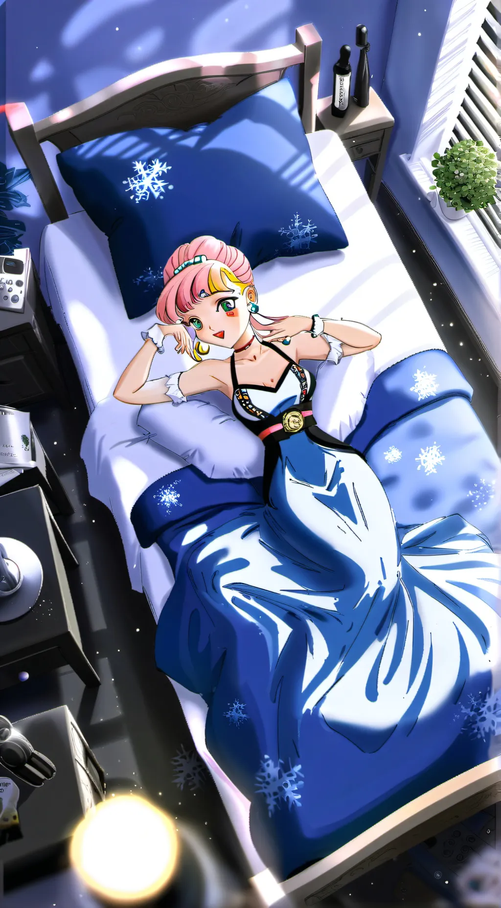 ai character: Sakura on the bed background