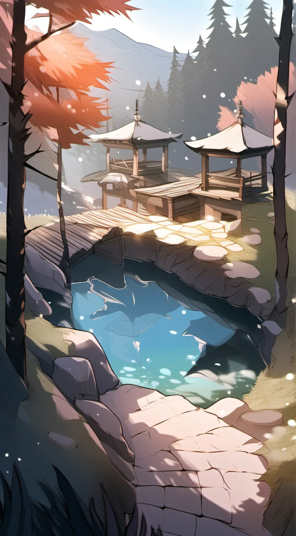 ai character: HOT SPRINGS Canon background