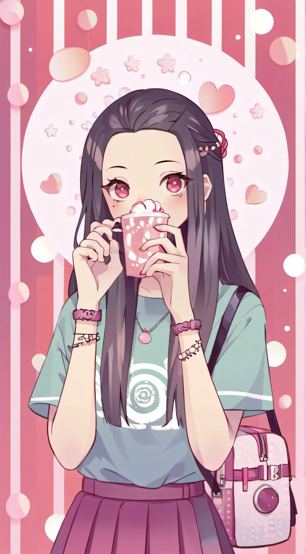 ai character: Nezuko. (Modern) background