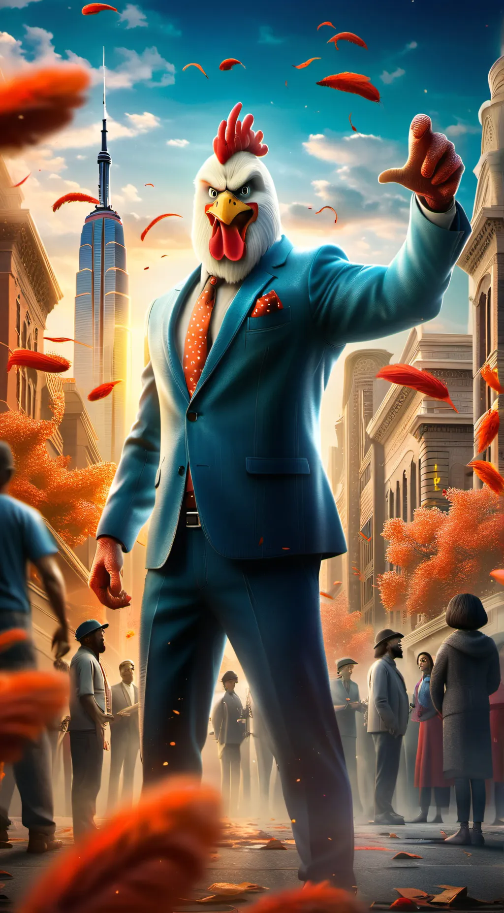 ai character: Chickenzilla  background