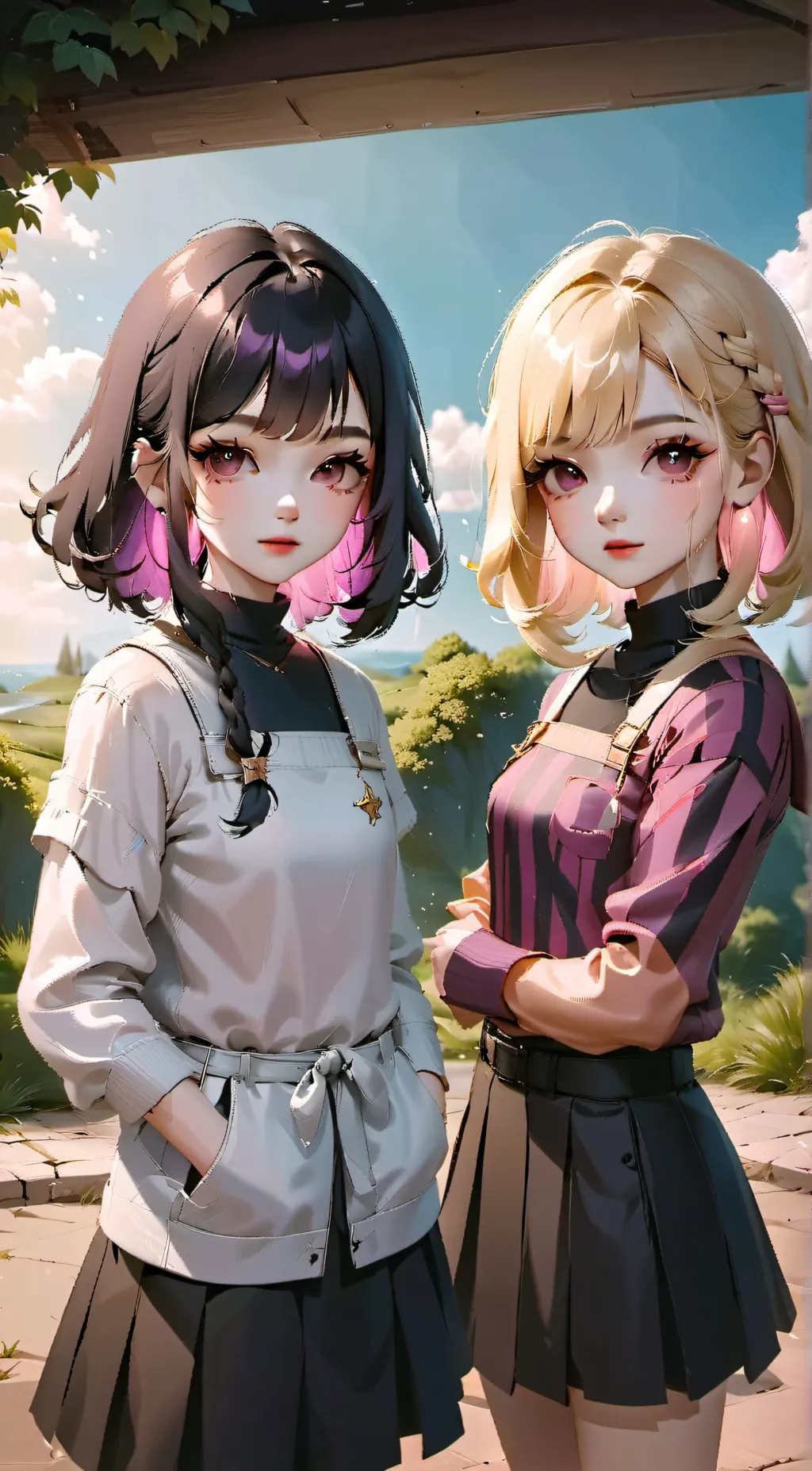 ai character: Kate and Justine  background