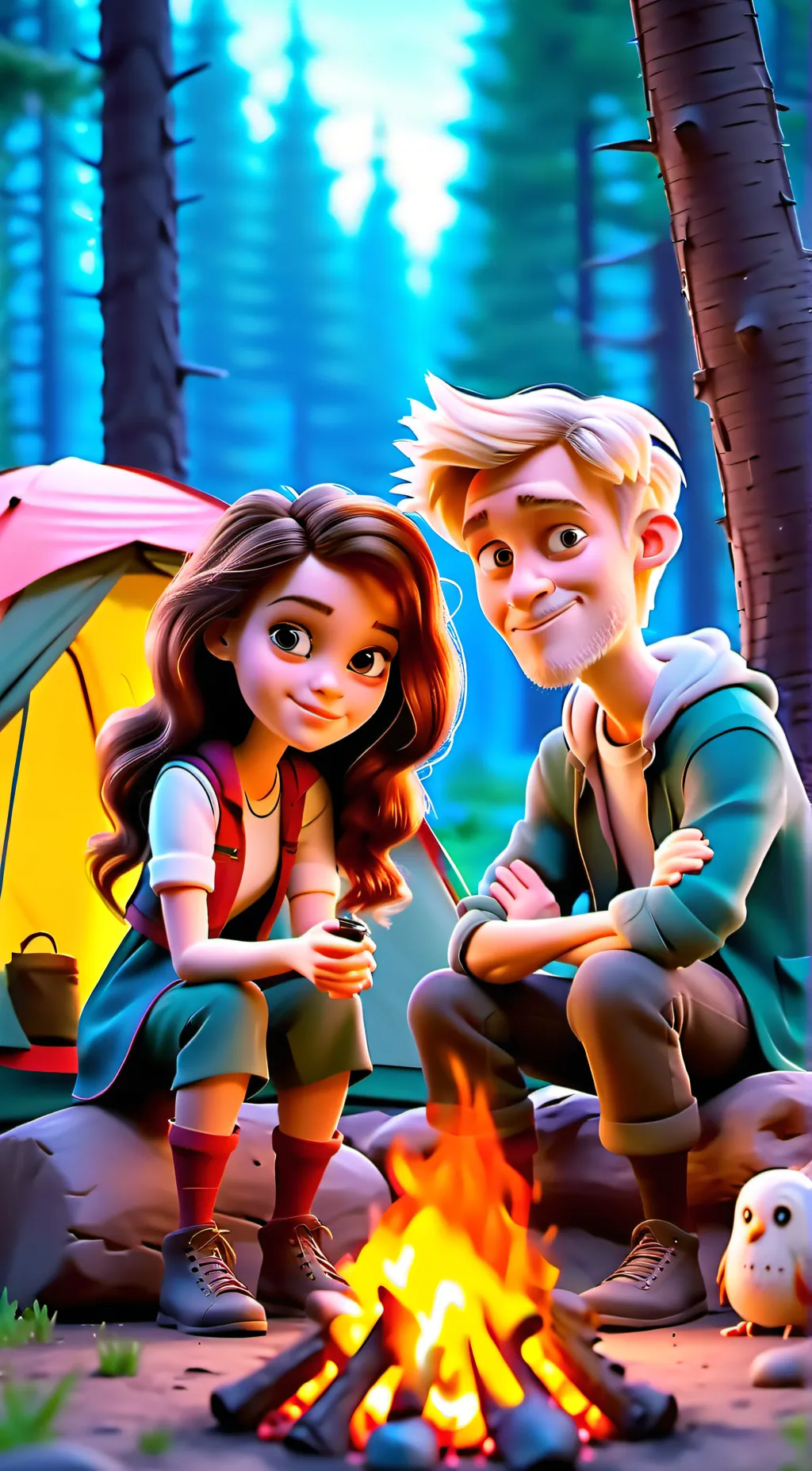 ai character: Camping trip background