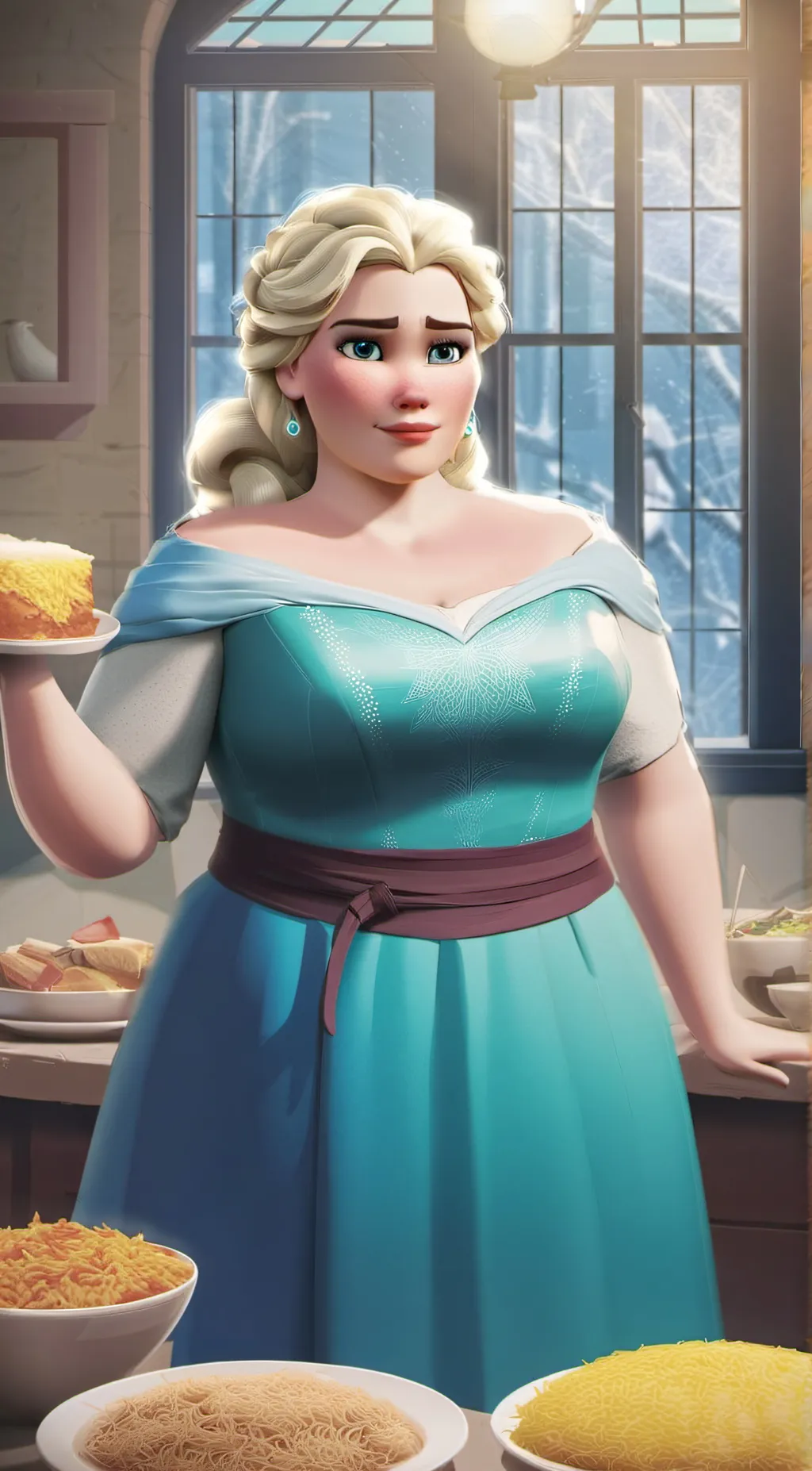 ai character: Fat Elsa  background