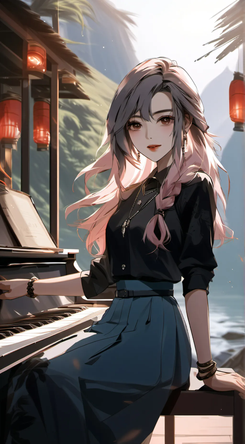 ai character: May starlight background