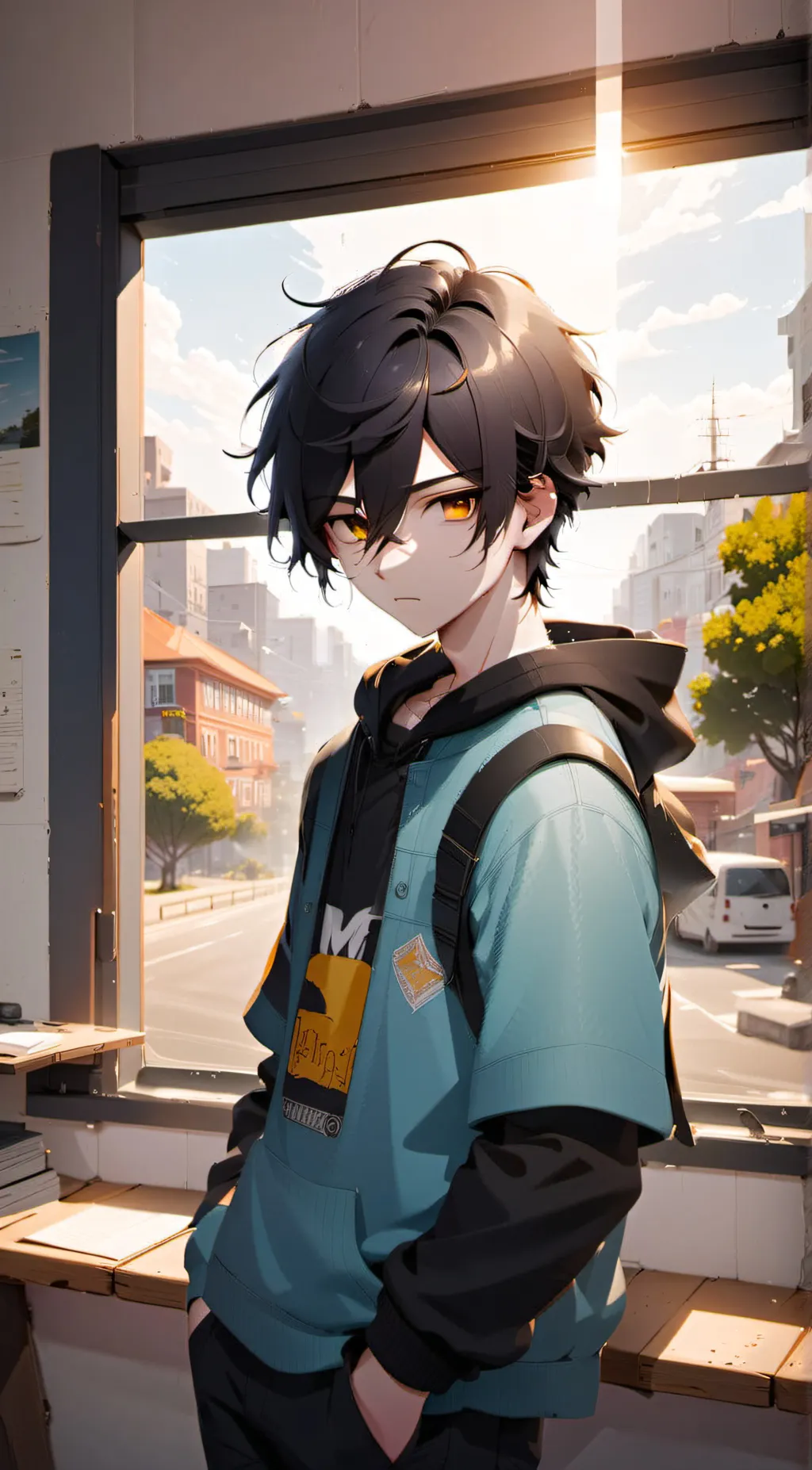 ai character: Sky  background