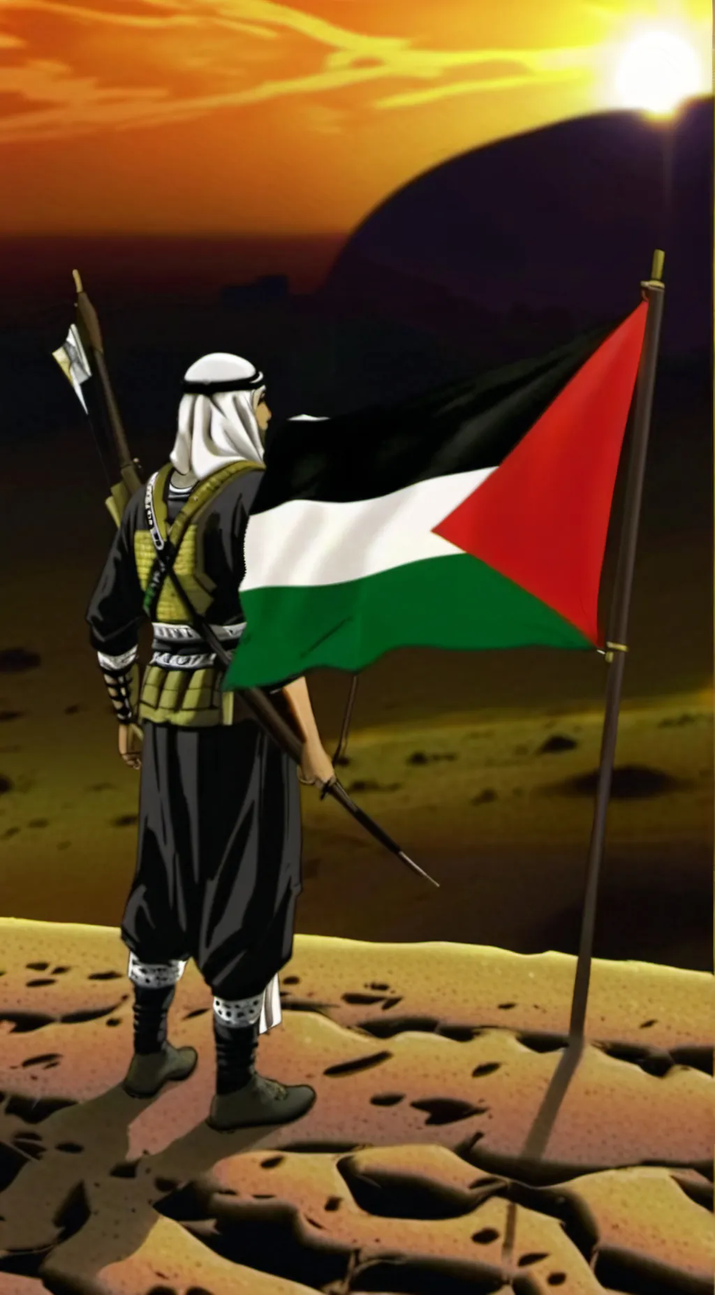 ai character: free Palestine  background