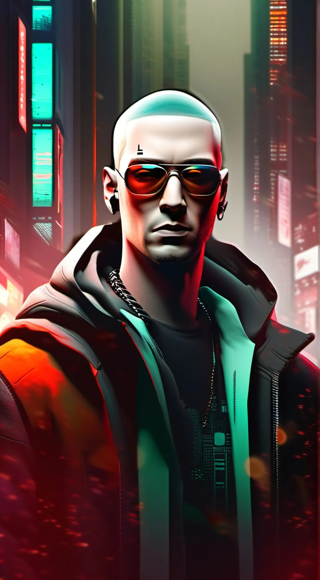 ai character: Cyberpunk Eminem background