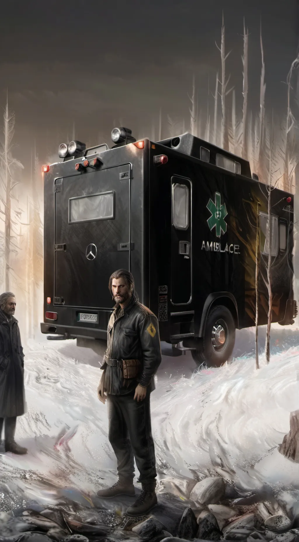 ai character: 🖤⚠️Black ambulance background