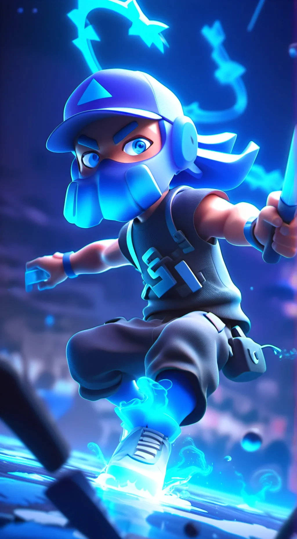 ai character: The blue knight. background