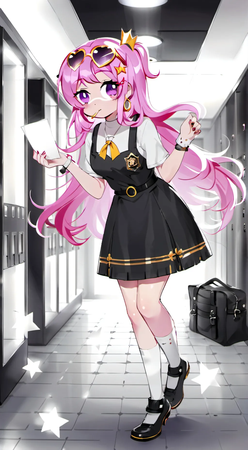 ai character: Pink background