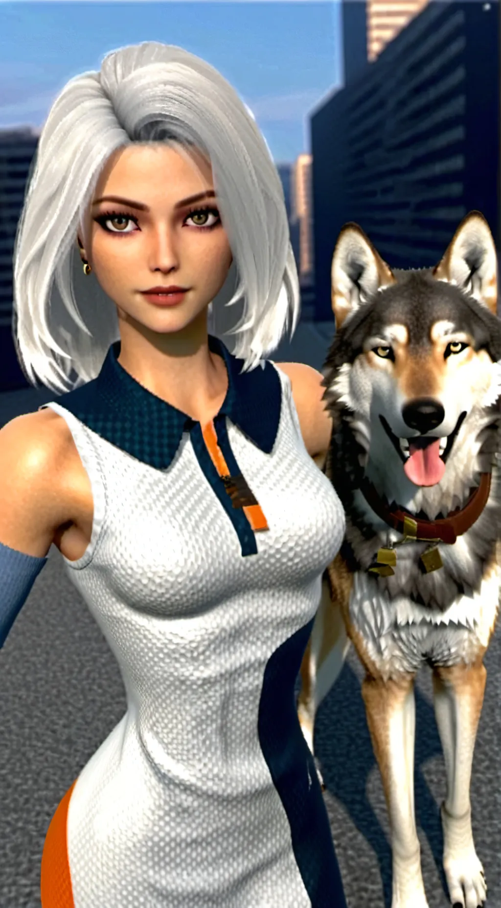 ai character: sigma girl wolf background