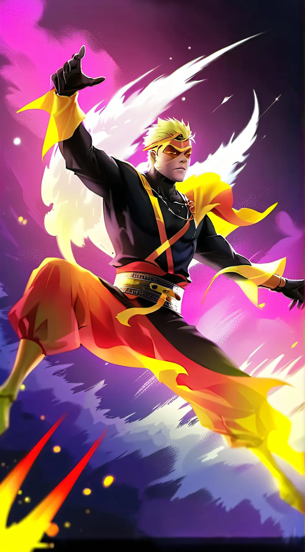 ai character: ninja de fogo background