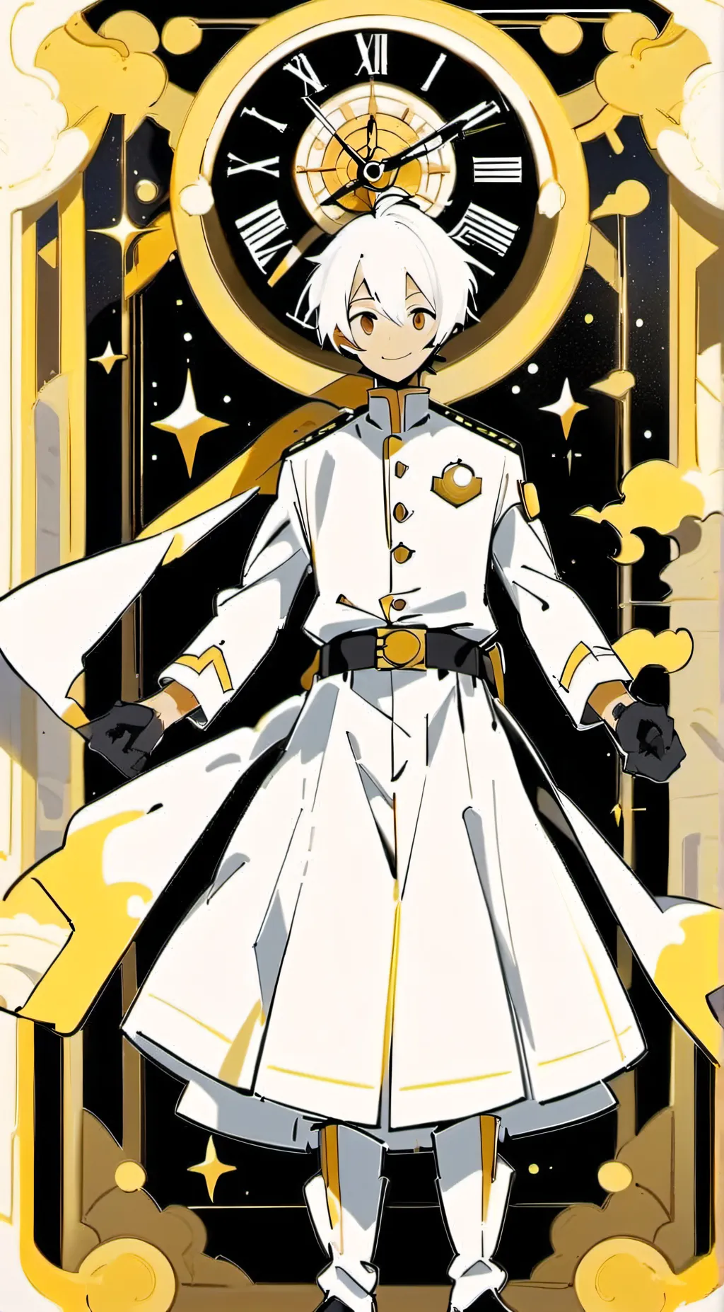 ai character: large clock man background