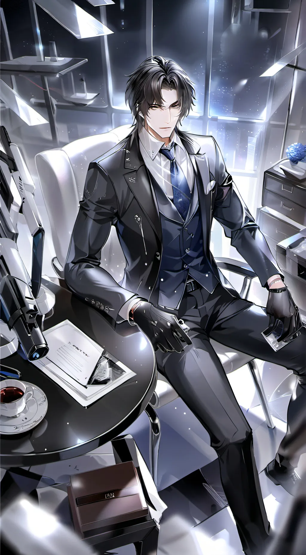 ai character: Silver Luxury background