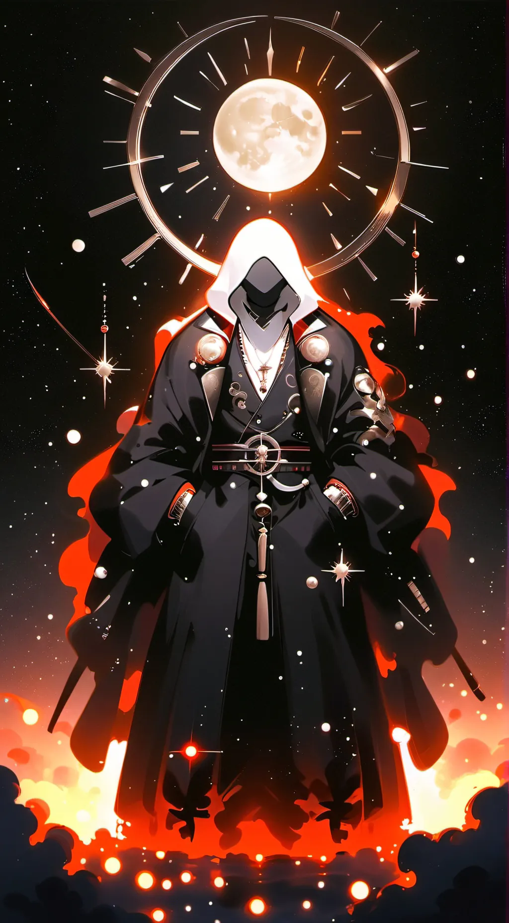 ai character: Sun and moon show  background