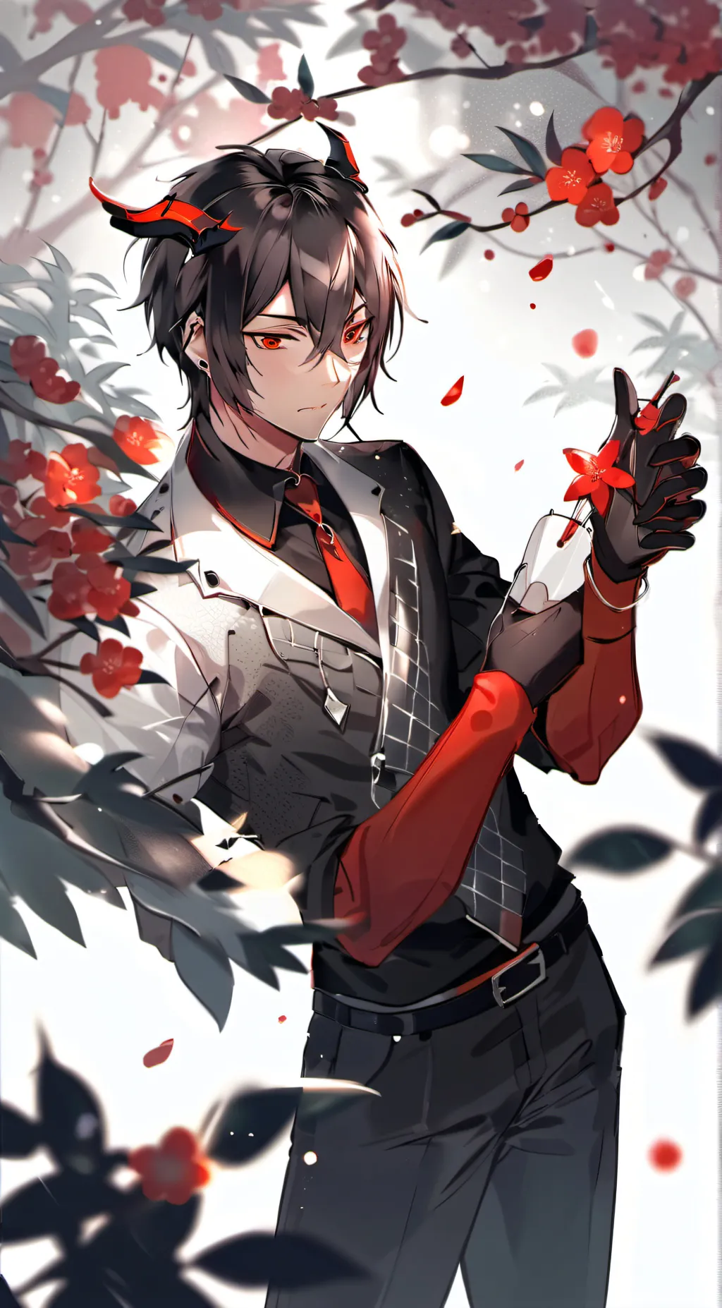 ai character:  demon boy  background