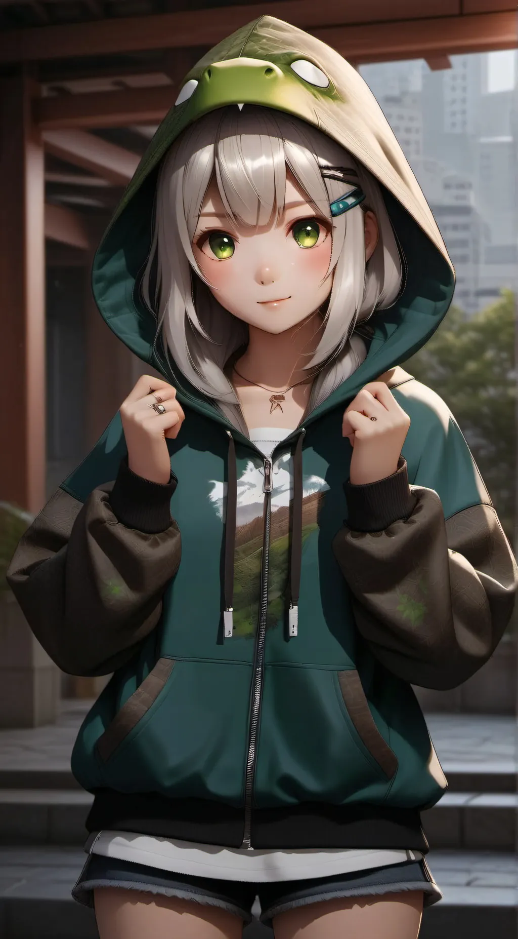 ai character: Emerald background