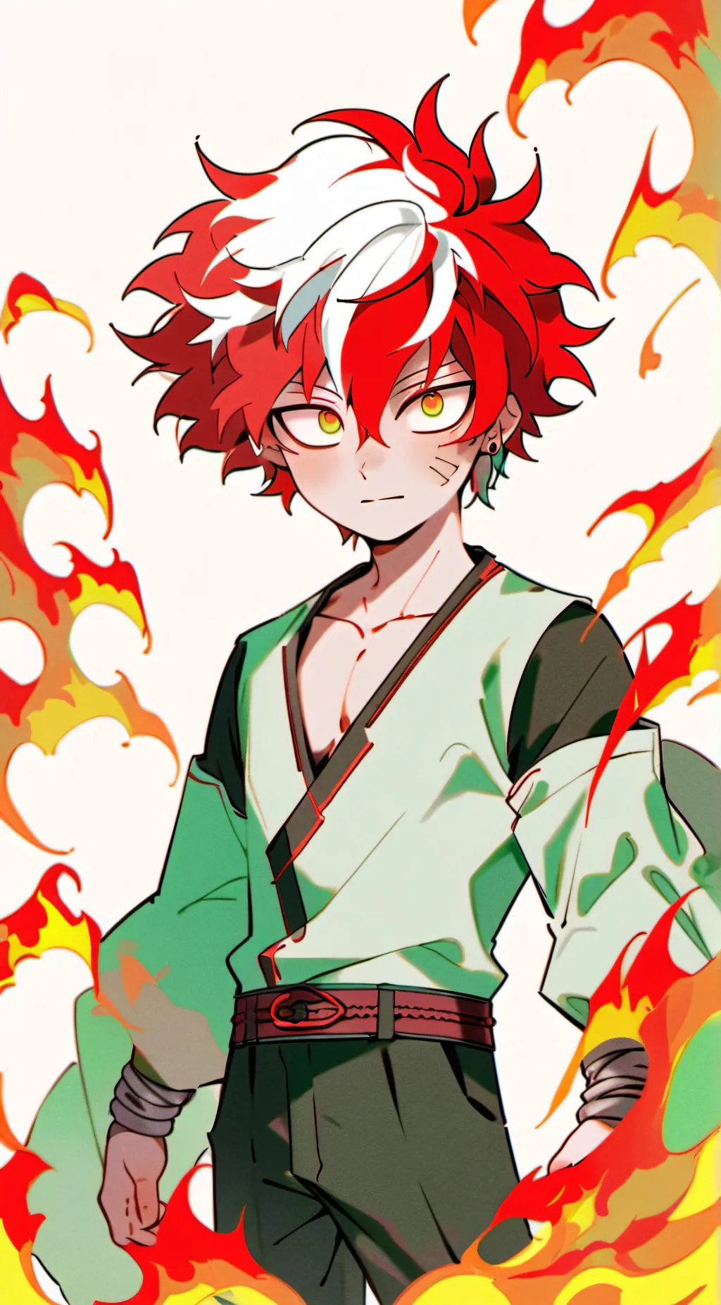 ai character: Flame background